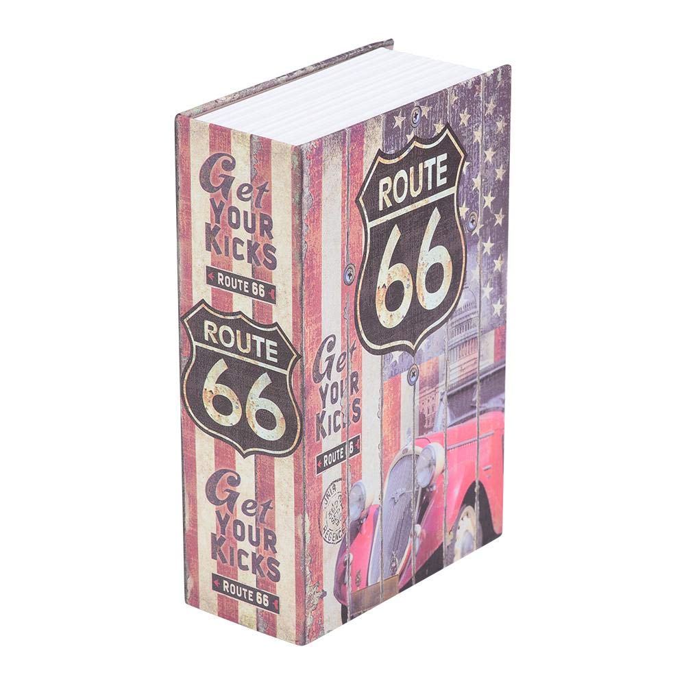 Red Mini Safe Box - Diversion Book Case Safe with Combination Lock (Route 66) | Portable Security for Cash, Jewelry & Valuables | Home, Office & Travel Use
