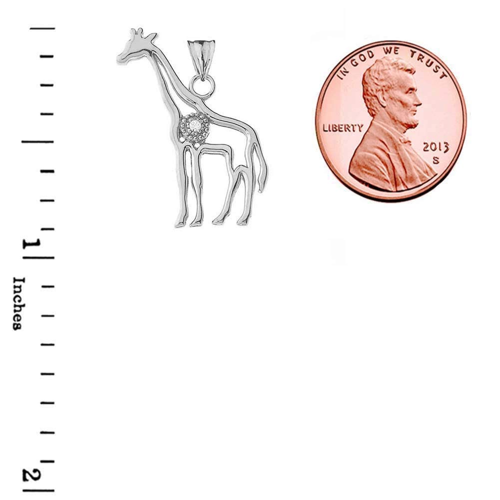 Elegant Sterling Silver Diamond Giraffe Outline Charm Pendant Necklace - Perfect for Women's Jewelry Gifts, Birthday & Anniversary Presents