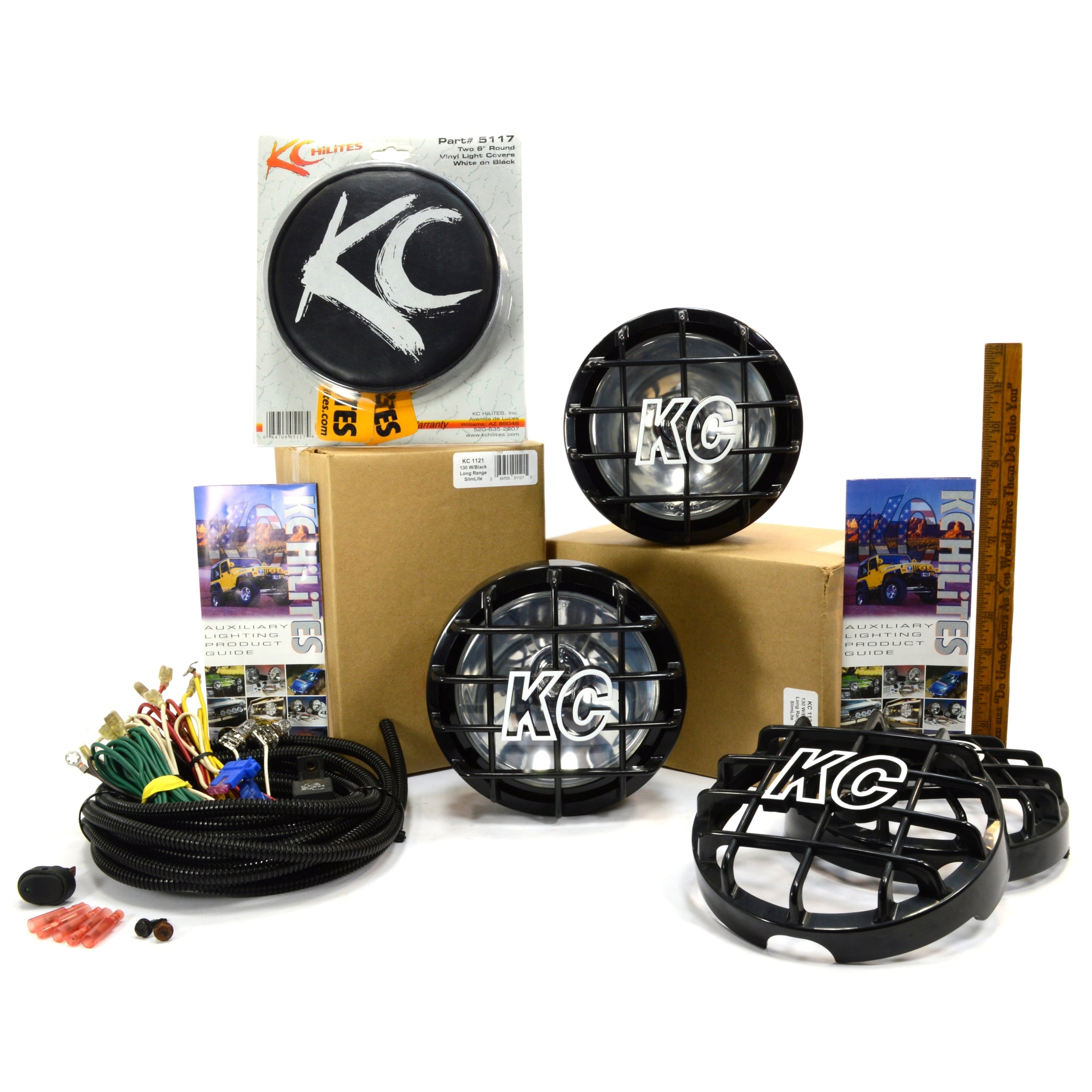 KC SlimLites 6 Round Long Range Driving & Fog Lights - New & Used Lot with Extras - Perfect for Off-Road, Truck, and Jeep Adventures