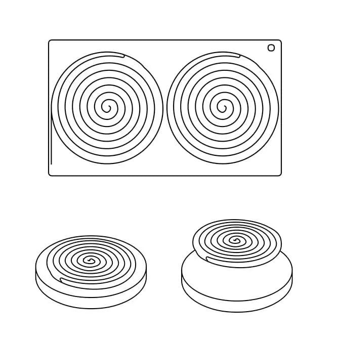 Pavoni Ipnosi 140mm Spiral Top 5.5 Inch 2-Piece Silicone Mold for Baking, Soap Making & Candle Crafting