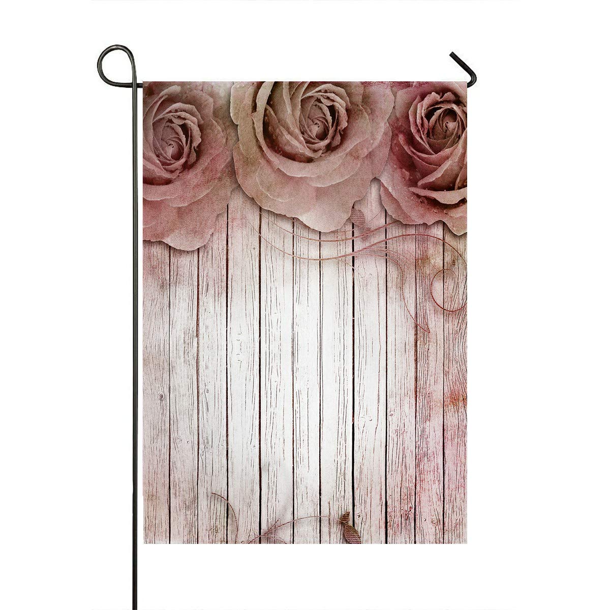 ECZJNT 28x40 Inch Wooden Roses Garden Flag - Outdoor Decorative Flag for Home, Party, Yard & Garden Decor - Perfect for Spring, Summer, Wedding & Seasonal Celebrations