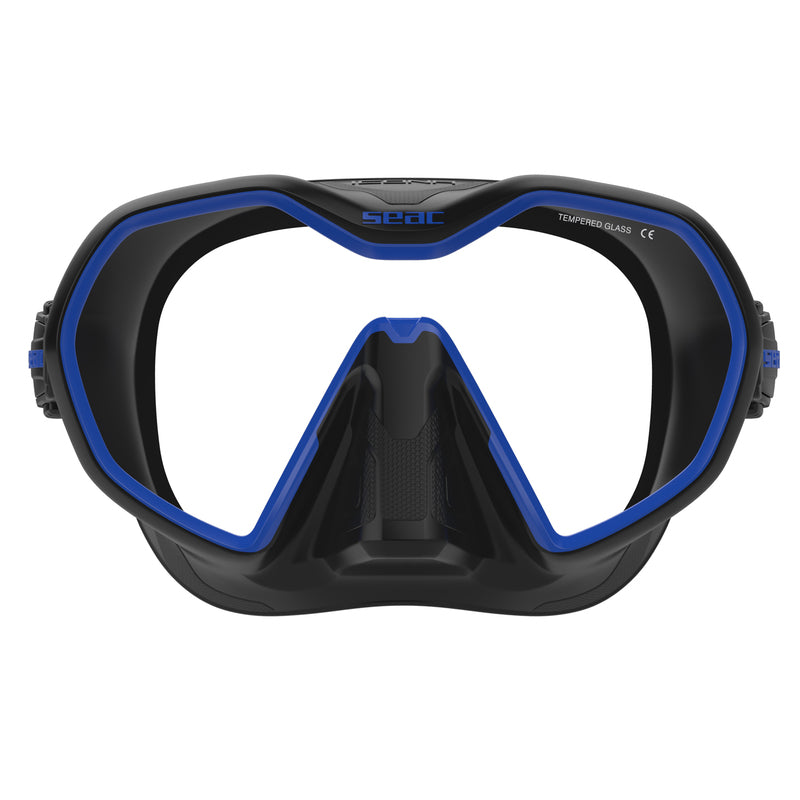 Seac ICONA S/BL BLACK/BLUE - Premium Snorkeling Mask for Adults - Perfect for Scuba Diving, Freediving & Underwater Photography
