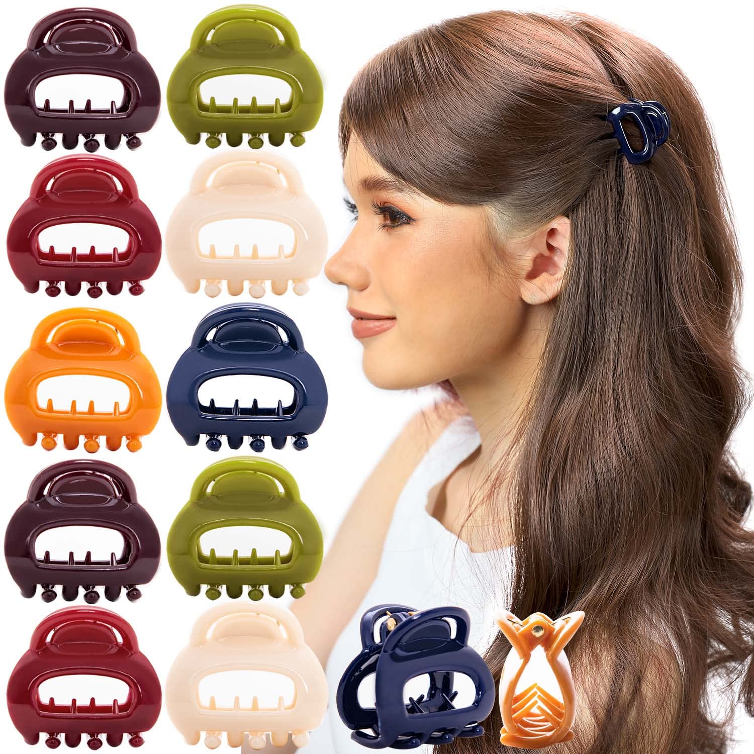 12 Pcs Women's Fashion Hair Clips - Strong Hold Hollow Jaw Claw Barrettes for Styling, Small Multicolor Hair Accessories | Perfect for Sectioning, Updos, Ponytails & Everyday Hairstyles