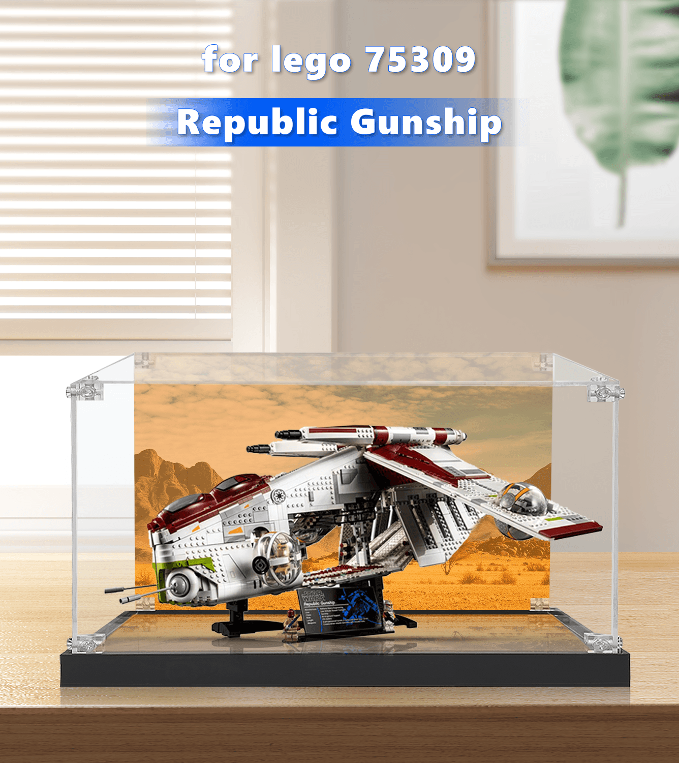 Lego Star Wars Republic Gunship 75309 Display Case - Clear Acrylic Protection for Collectible Building Sets - Perfect for Showcasing in Home Office or Game Room