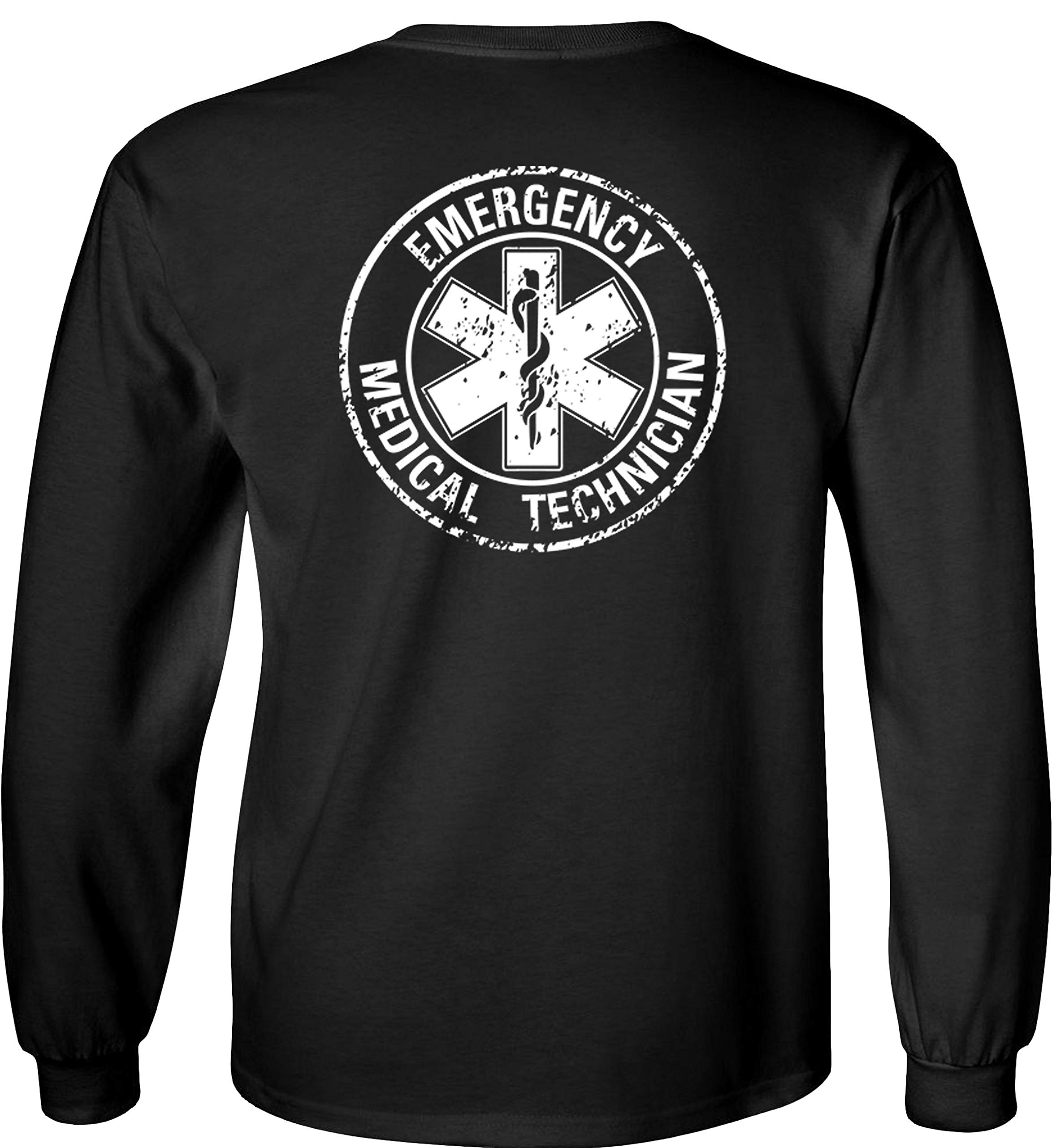 Fair Game EMT Long Sleeve Shirt for Emergency Medical Technicians - Distressed Circle Design - Perfect for EMS Professionals, First Responders & Medical Field Work