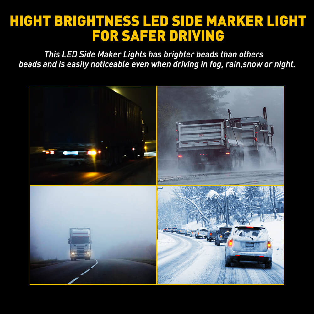 10PCS 2 Inch Round LED Side Marker Lights for Truck Trailer - 12V Red/Yellow/White - Durable Waterproof Clearance Lights for Semi Trailers, Boats, RVs & Off-Road Vehicles