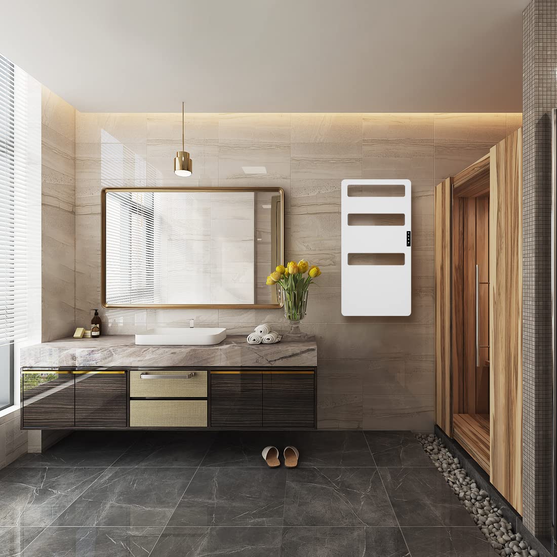 Electric Heated Towel Rack for Bathroom - Wall Mounted Towel Warmer with Timer, Hardwired or Plug-in Options | Perfect for Spa-Like Luxury, Quick Drying & Warm Towels After Shower or Bath