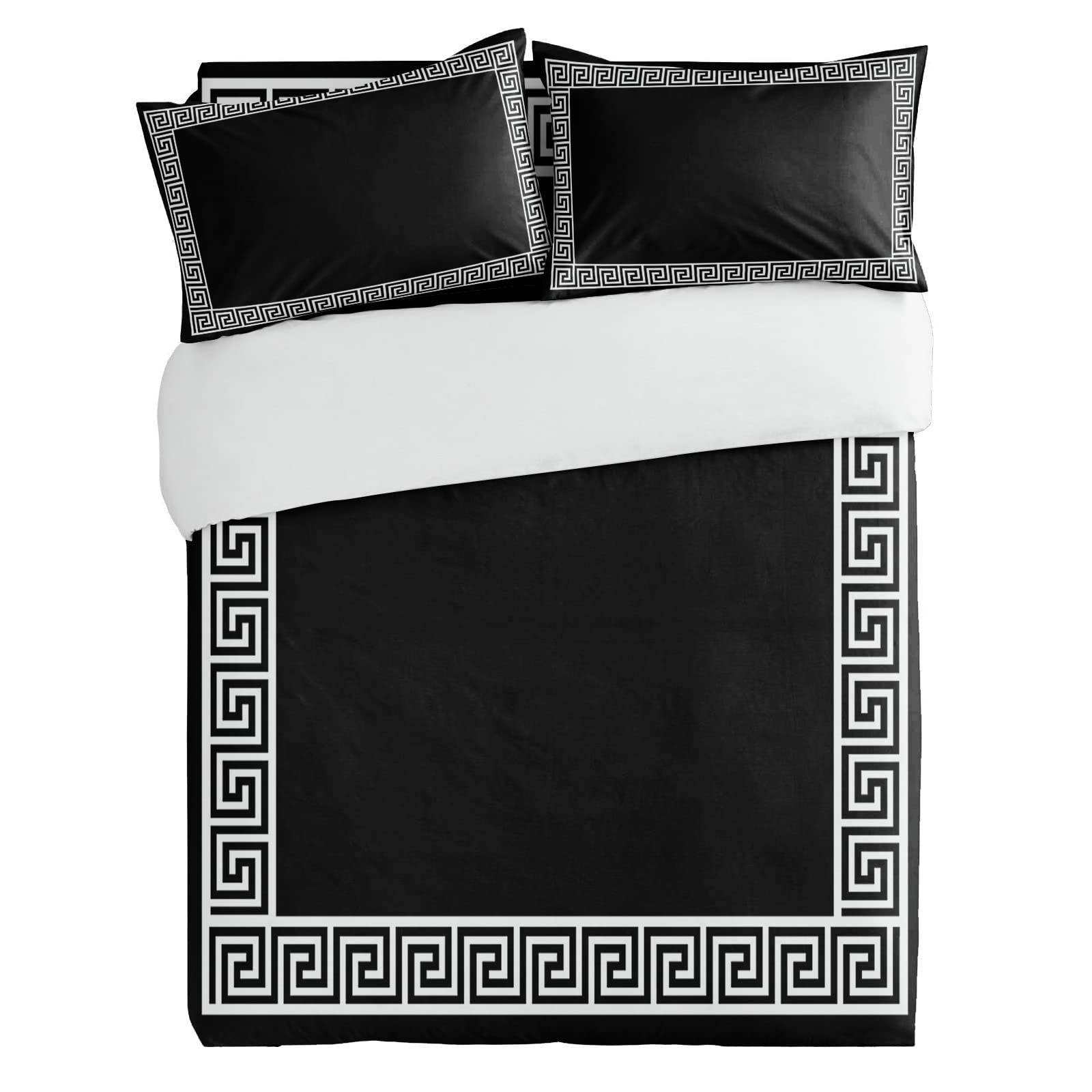 Luxury Twin Duvet Cover Set 3-Piece - White Geometric Pattern Soft Printed Comforter Cover with 2 Pillow Shams - Modern Bedroom Decor for Guest Room, Dorm & Kids Room - Breathable & Wrinkle-Resistant