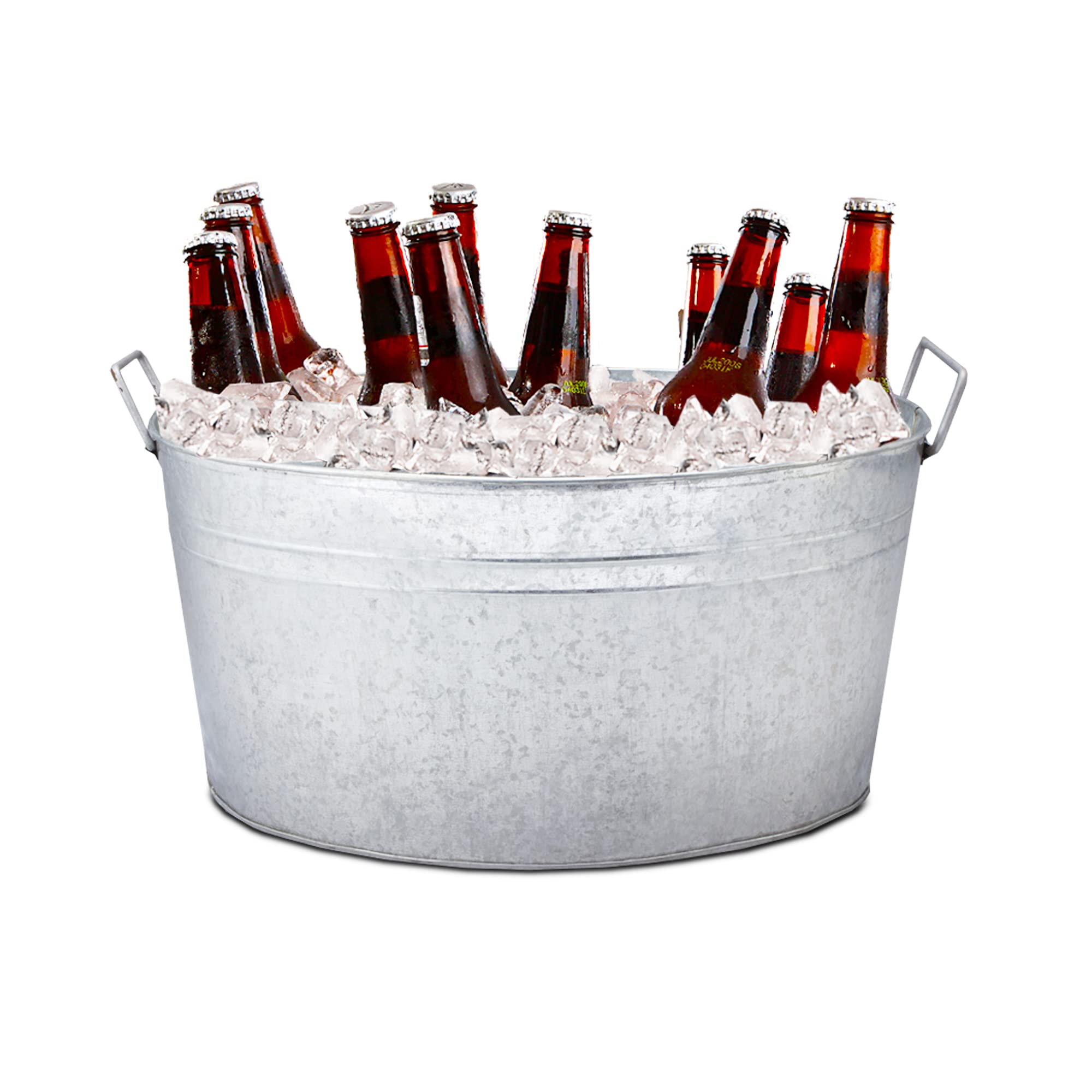 Simple Elements 6 Gallon Galvanized Metal Tub - Multi-Purpose Ice Bucket & Beverage Cooler for Parties, Weddings, BBQ, Outdoor Events - Rustic Farmhouse Decor - 19.25