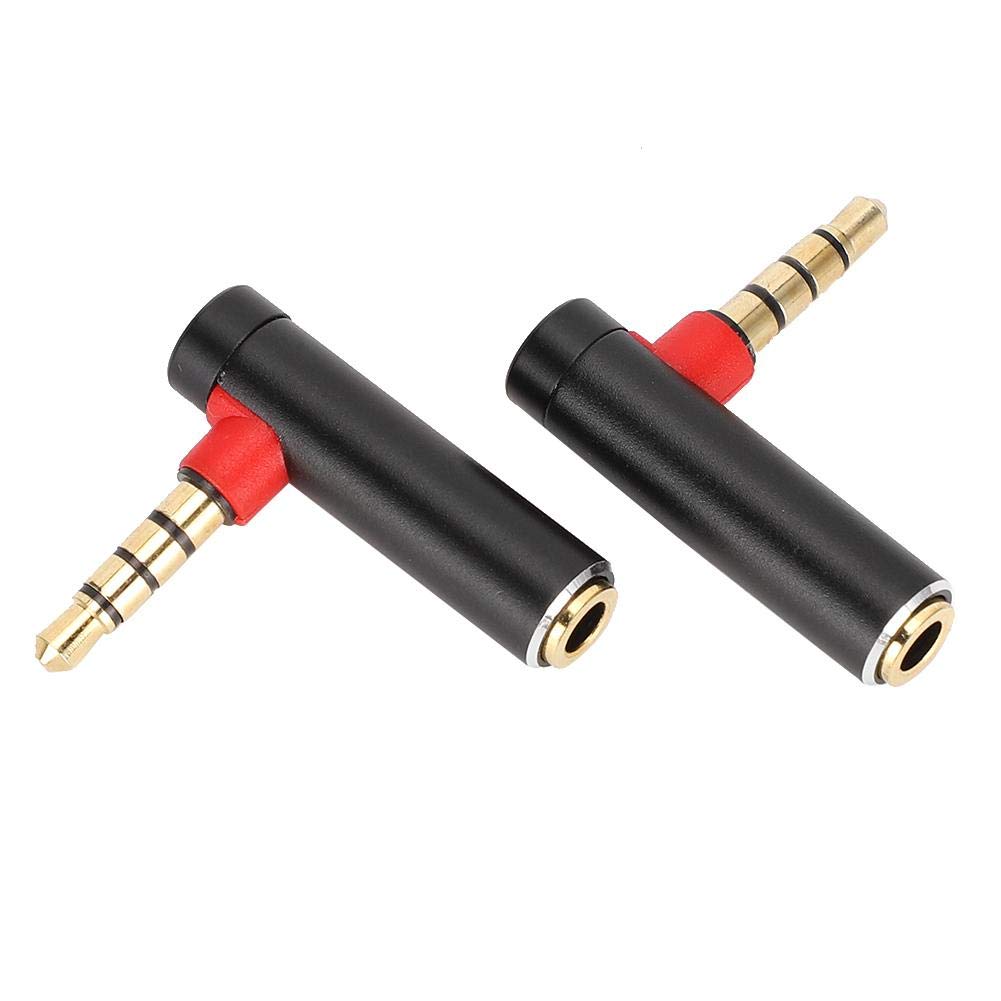 2PCS 3.5mm Male to Female Audio Adapter - 90 Degree Right Angle Stereo Headphone Jack Connector for iPhone, Samsung, PC, Laptop - Perfect for Gaming Headsets, Car Audio & Home Theater Systems