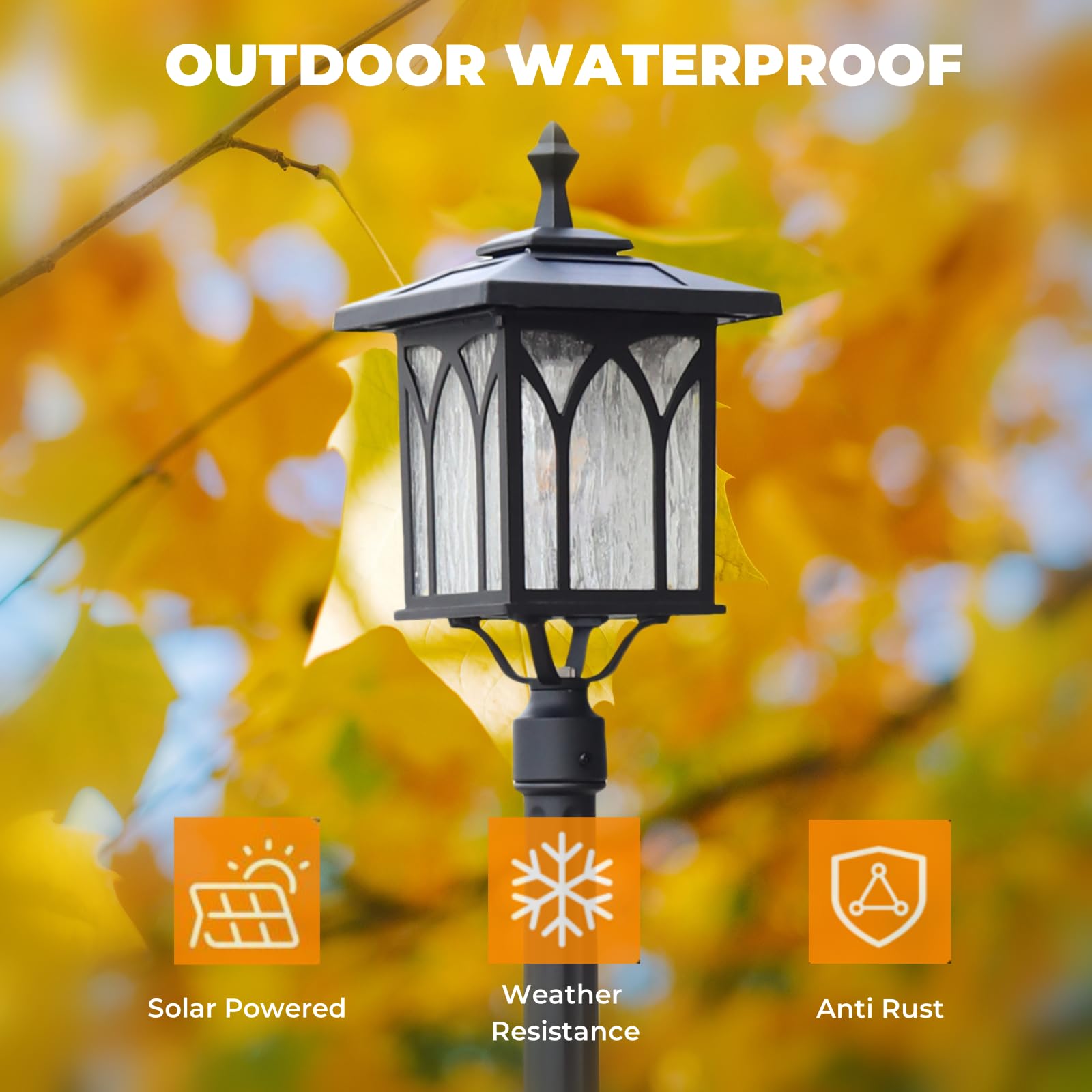 Kemeco ST4328Q-A Solar Powered Outdoor Post Light - Weatherproof Cast Aluminum LED Fixture for Garden, Gate, Yard, Driveway, Pathway & Deck - Ideal for Nighttime Safety and Landscape Lighting