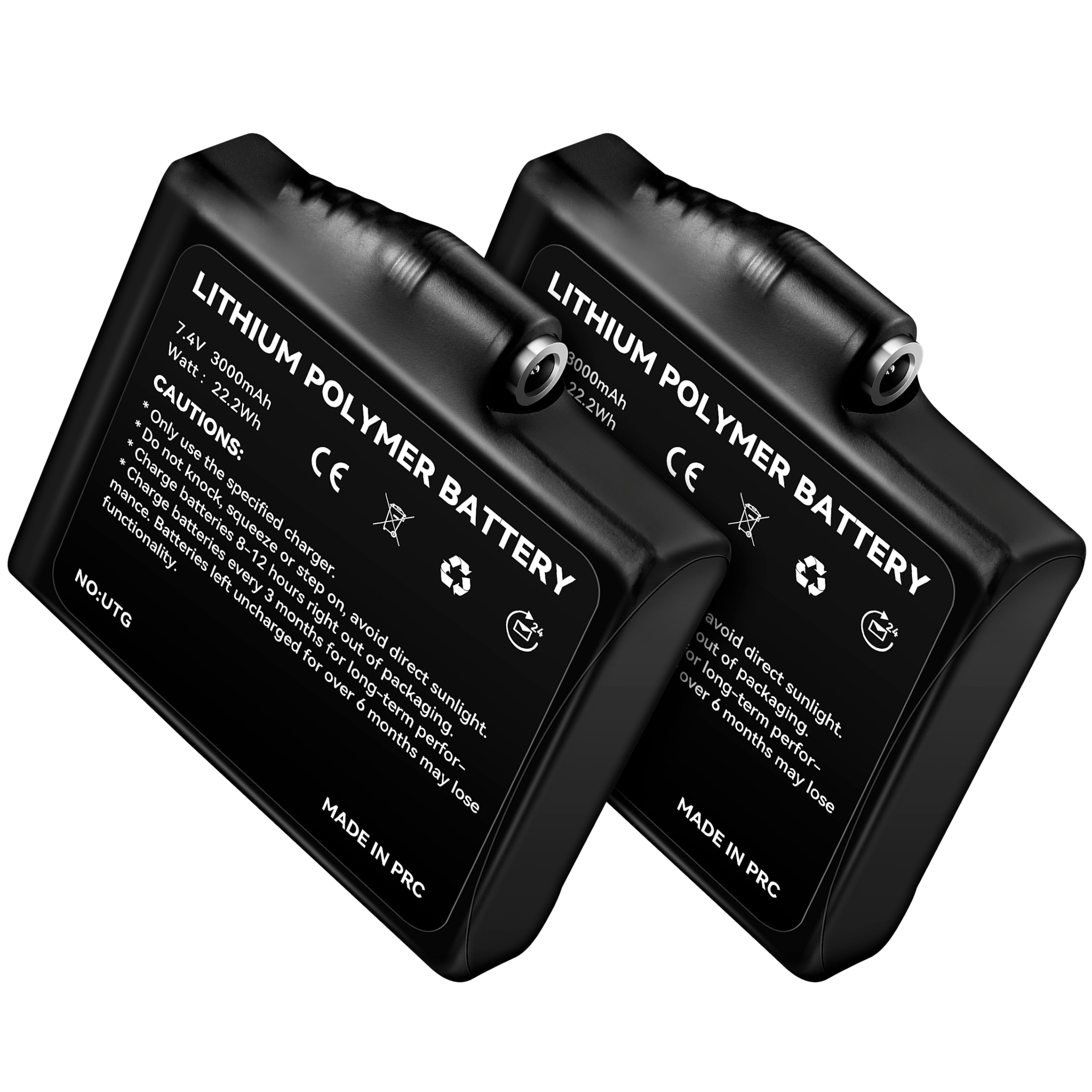 Rechargeable 7.4V 22.2WH Lithium Polymer Battery Pack (2-Pack) - for Heated Gloves, Mittens, Liners & Socks - Perfect for Winter Sports, Skiing, Snowboarding & Outdoor Activities