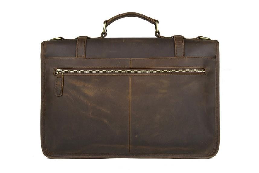Premium Brown Genuine Leather Laptop Briefcase for Men - Large 15.6
