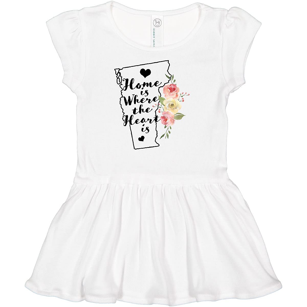 Inktastic Vermont Home is Where The Heart is - Watercolor Floral Infant Baby Dress for Girls | Cute Outfit for Family Photos, Holidays & Special Occasions
