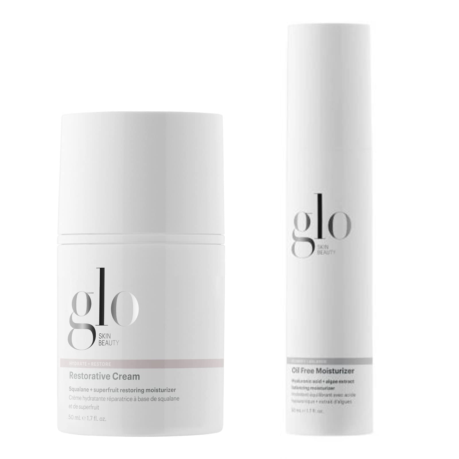 Glo Skin Beauty Restorative Cream & Oil-Free Moisturizer Bundle | Anti-Aging Skincare Set for Dry & Sensitive Skin | Day & Night Hydration Routine