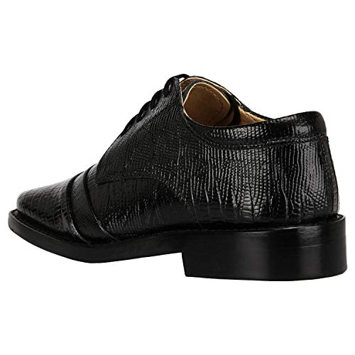 LIBERTYZENO Boys Lizard Print Genuine Leather Oxford Dress Shoes - Kids & Toddlers Lace-Up Formal Shoes for Easter, Church, Wedding & Special Occasions