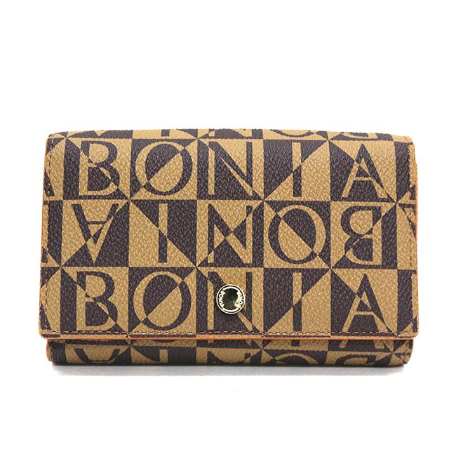 Bonia Monogram 3-Fold Genuine Leather Wallet for Men - Slim RFID Blocking Brown Wallet - Perfect for Business, Travel & Everyday Use