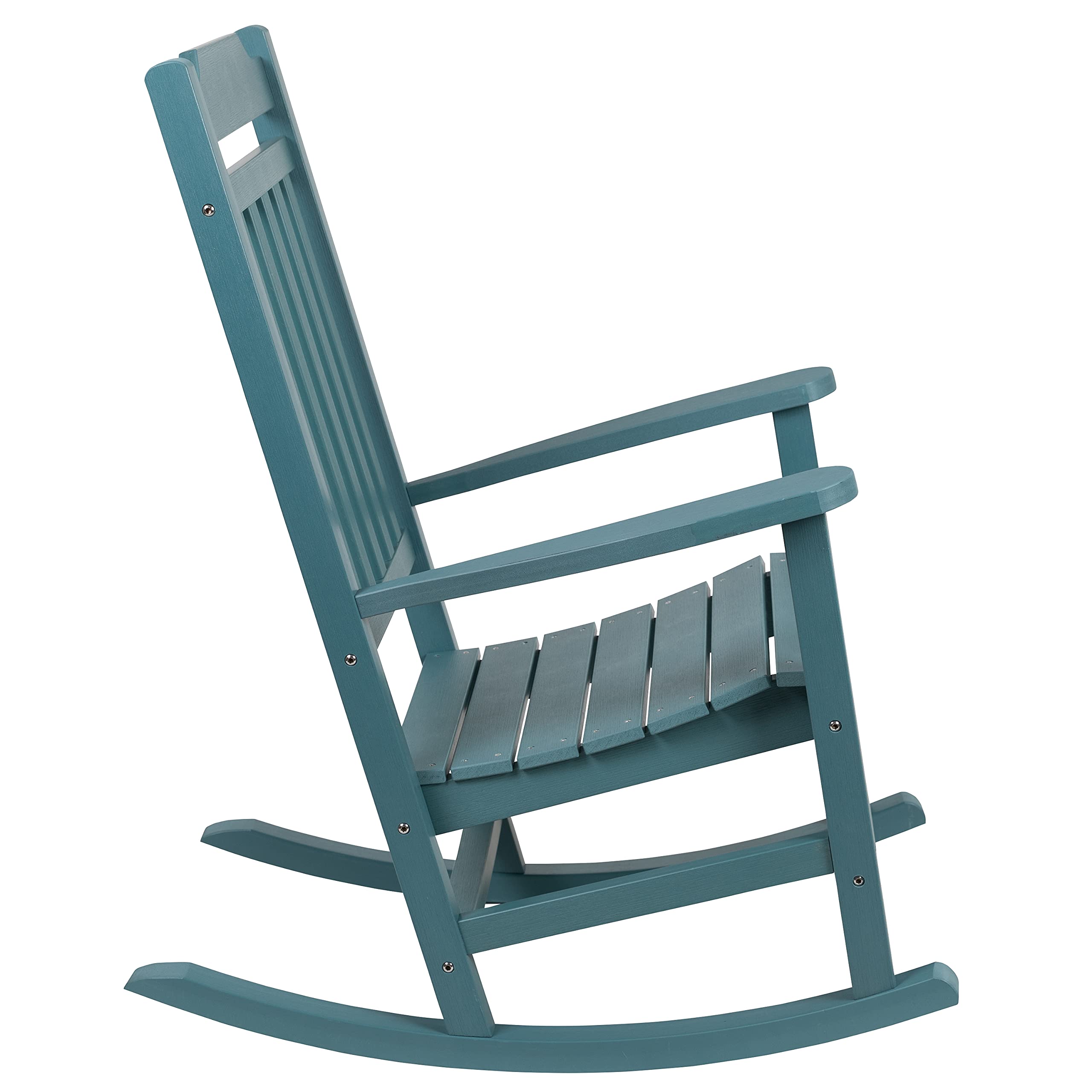 Merrick Lane Hillford All-Weather Rocking Chair - Teal Poly Resin Patio Rocker for Indoor & Outdoor Use - Perfect for Porch, Deck, Garden and Living Room Relaxation