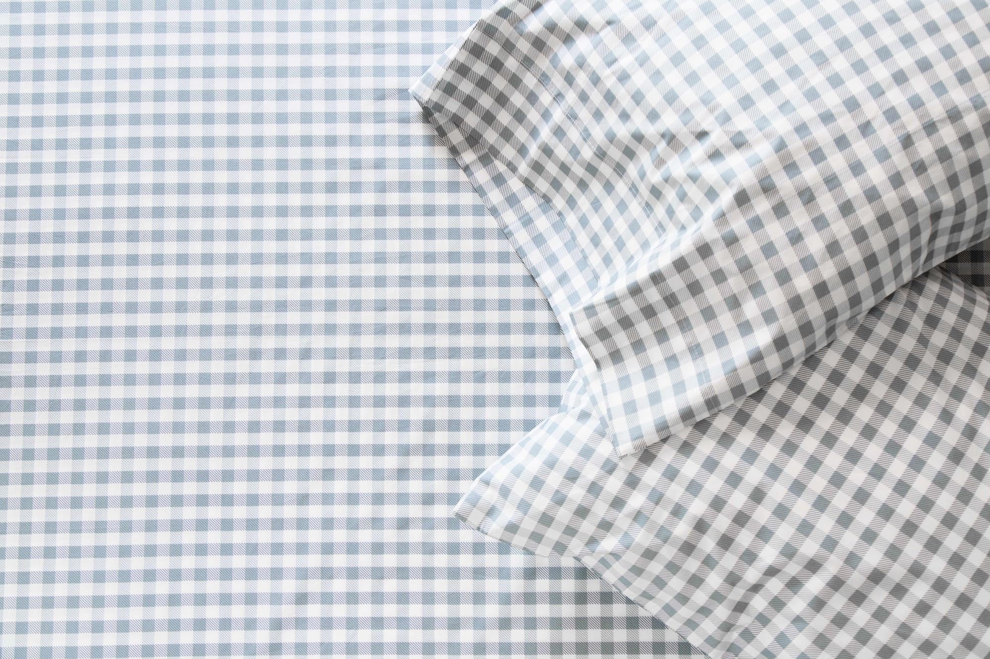 Thread Experiment Gingham Print Sheet Set for Men - Charcoal Full Size Bed Sheets - Soft & Breathable Cotton Bedding for Comfortable Sleep - Perfect for Bedrooms, Dorms & Guest Rooms