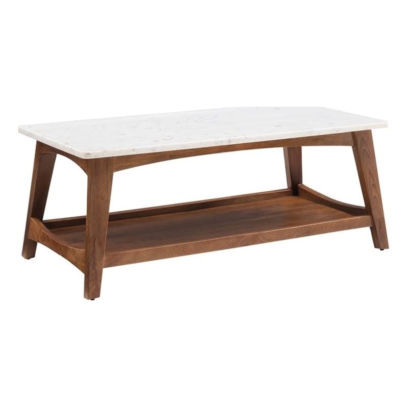 Linon Pace Wood and White Marble Coffee Table - Dark Brown Modern End Table for Living Room, Sofa Side Table with Marble Top - Perfect for Small Spaces, Apartments & Home Decor