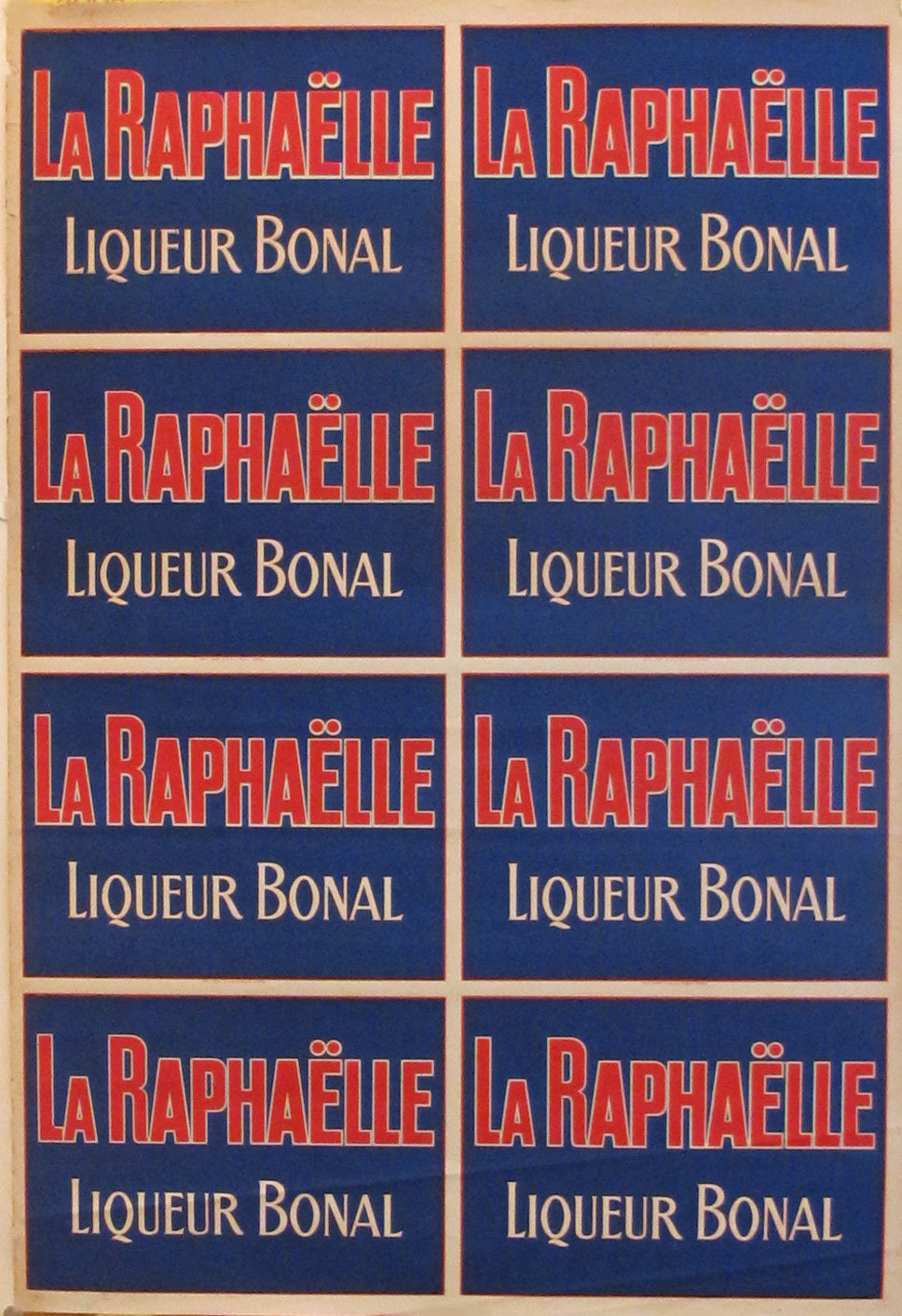 1920's French Vintage Alcohol Poster - La Raphaelle Liqueur Bonal (Blue/Red) | Retro Bar Decor, Man Cave Wall Art, Vintage Liquor Advertising Collectible