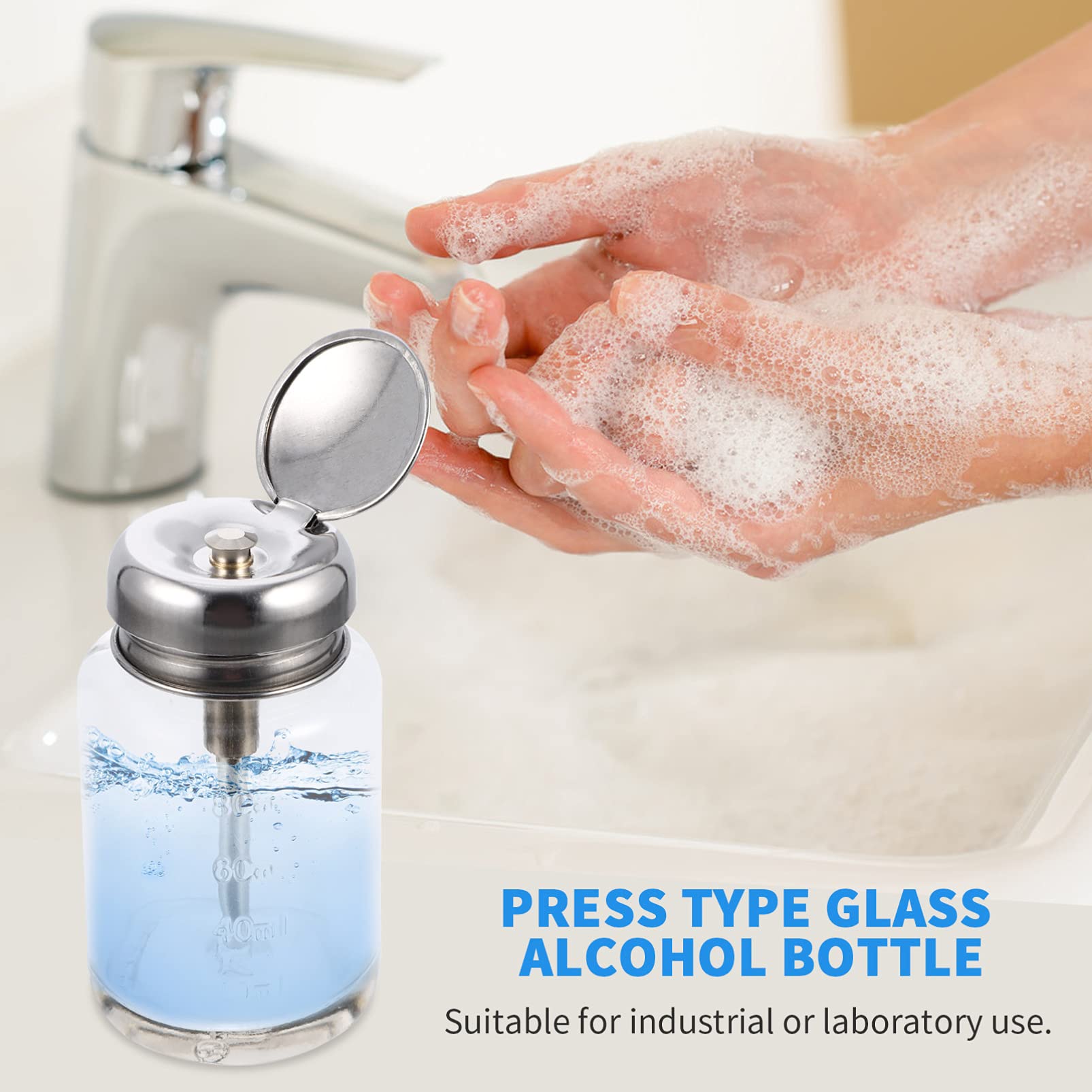 100ml Glass Push Down Pump Bottle - Transparent Cosmetic Dispenser for Nail Polish, Makeup Remover & Skincare | Perfect for Salons, Travel & Home Beauty Organization