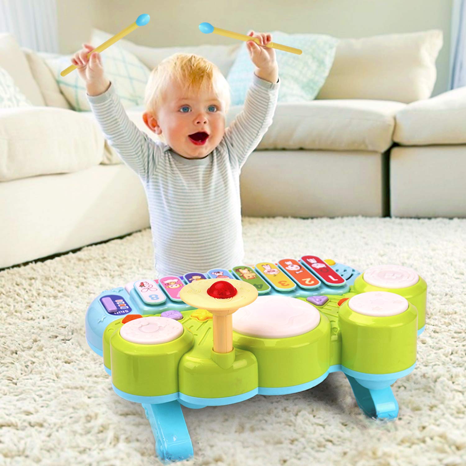 **3-in-1 Baby Musical Toy Set - Piano Keyboard, Xylophone & Drum for Toddlers 1-3 Years | Early Learning Instrument for Boys & Girls | Perfect Birthday, Easter Gift for Infants 6-24 Months | Fun Educational Play for Home & Daycare**
