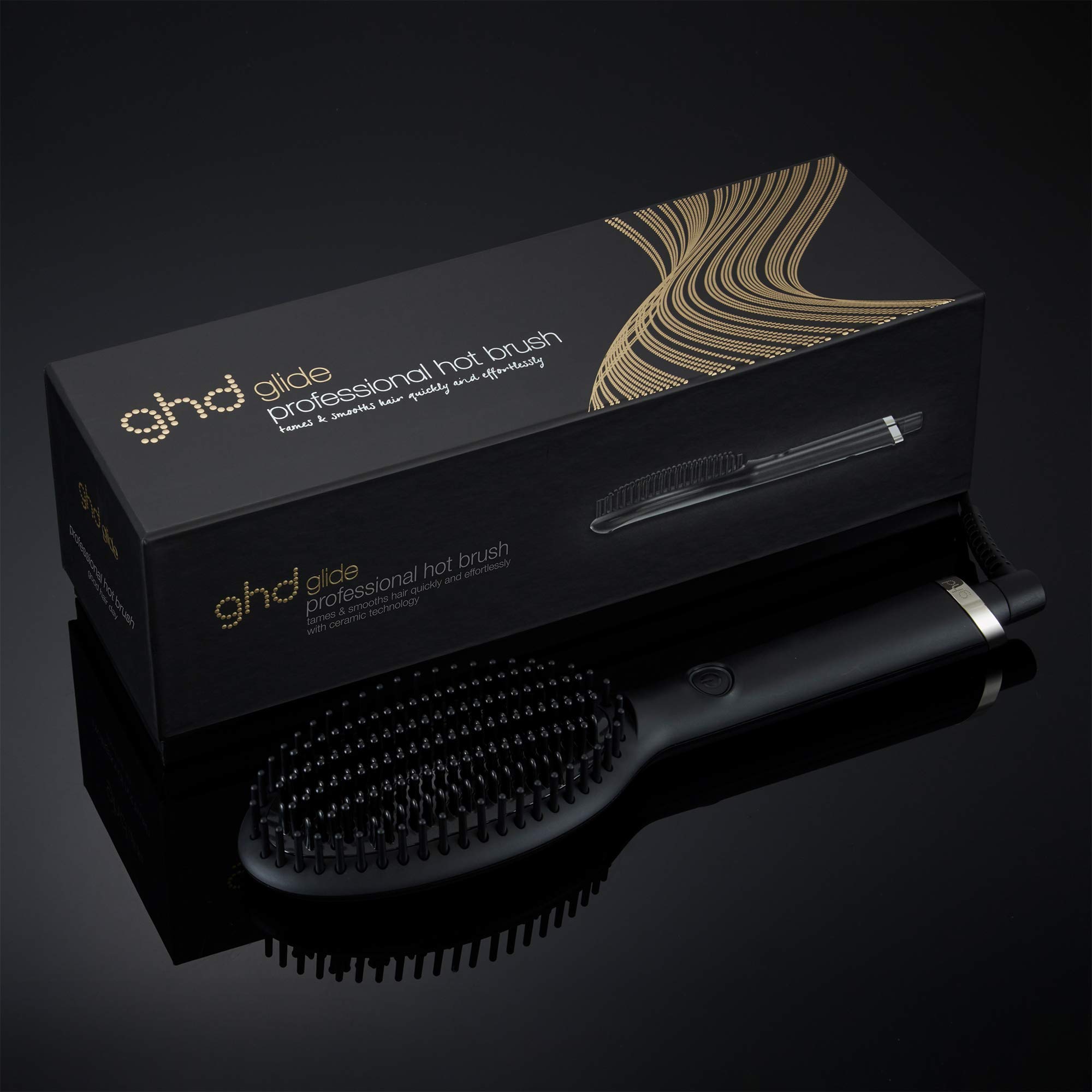 ghd Glide Hot Brush - Professional Hair Styling Tool for Smooth & Shiny Hair (Black) | Air Hair Drying Kit with Ionic Hair Dryer (Black) | Perfect for Salon-Quality Blowouts at Home & Travel Styling