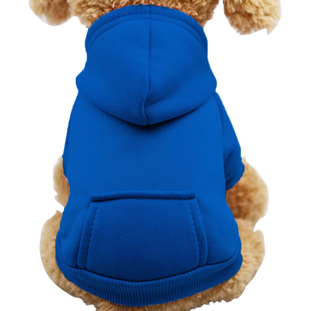 Jecikelon Warm Winter Dog Hoodie Sweatshirt with Pockets - Cozy Fleece Dog Clothes for Small Dogs & Puppies - Chihuahua Coat & Cat Costume (X-Small, Dark Blue) - Perfect for Outdoor Walks & Indoor Lounging