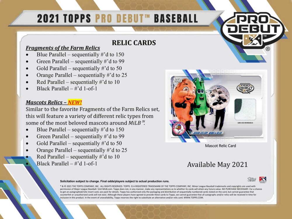 2021 Topps Pro Debut Baseball Hobby Box - 24 Packs (8 Cards Each) with 4 Autographs or Relic Cards | Collectible Trading Cards for Baseball Fans & Sports Memorabilia Collectors | Perfect for Trading, Displaying, and Investment