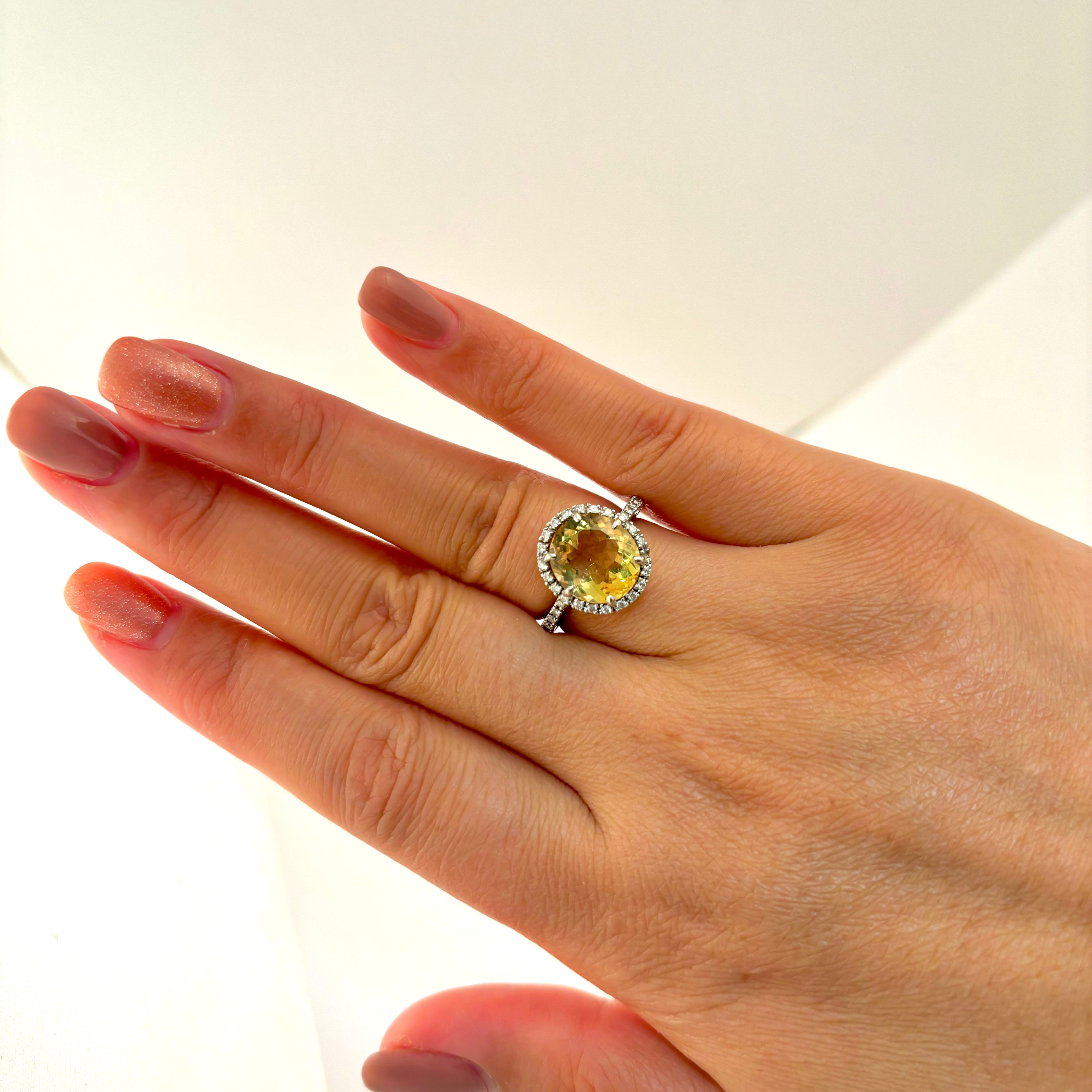 18K Gold Citrine and Diamond Ring - 3.35ct Citrine with 0.31ctw Diamonds - Size 6.25 - Elegant Jewelry for Weddings, Anniversaries & Special Occasions