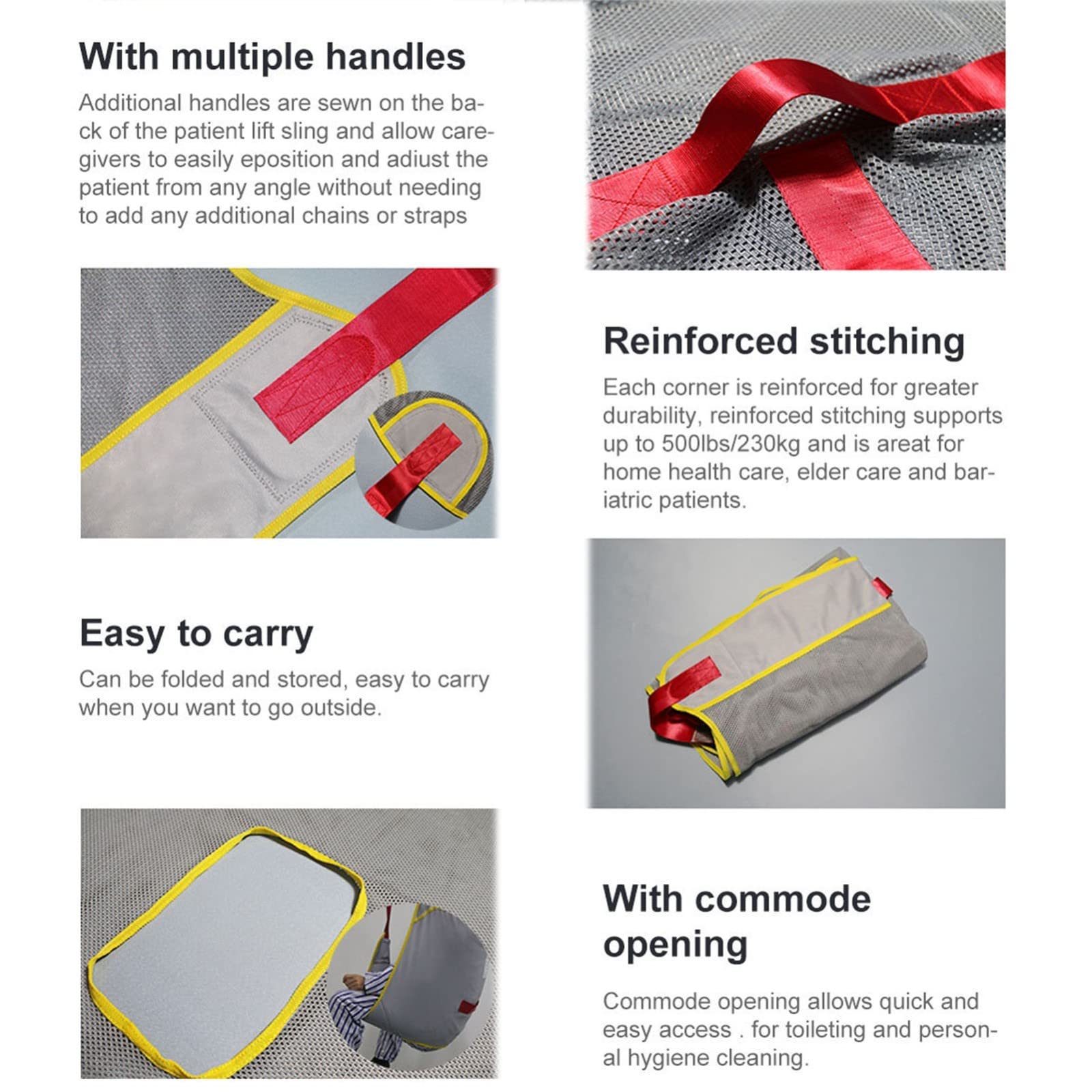 Heavy Duty Patient Lift Sling - 230kg Capacity for Home & Hospital Use