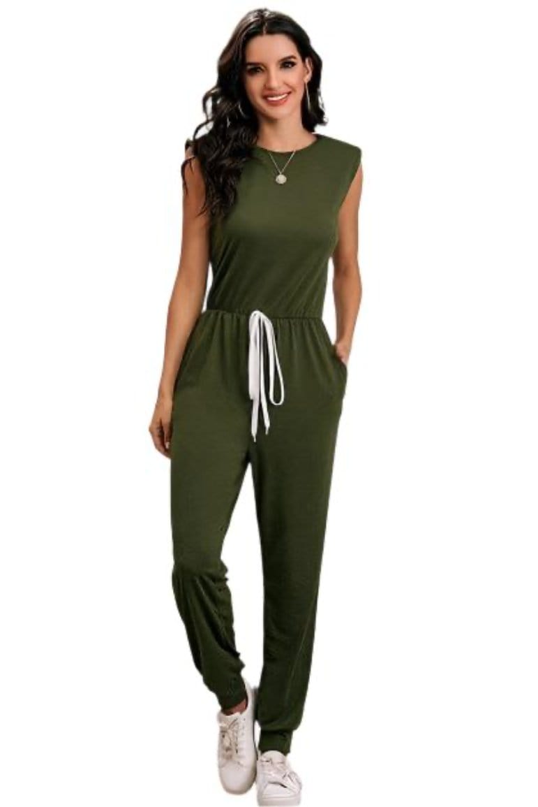 Stylish Women's Drawstring Jumpsuit - Comfortable Casual Romper with Adjustable Waist for Summer Outfits | Perfect for Beach, Travel, and Everyday Wear