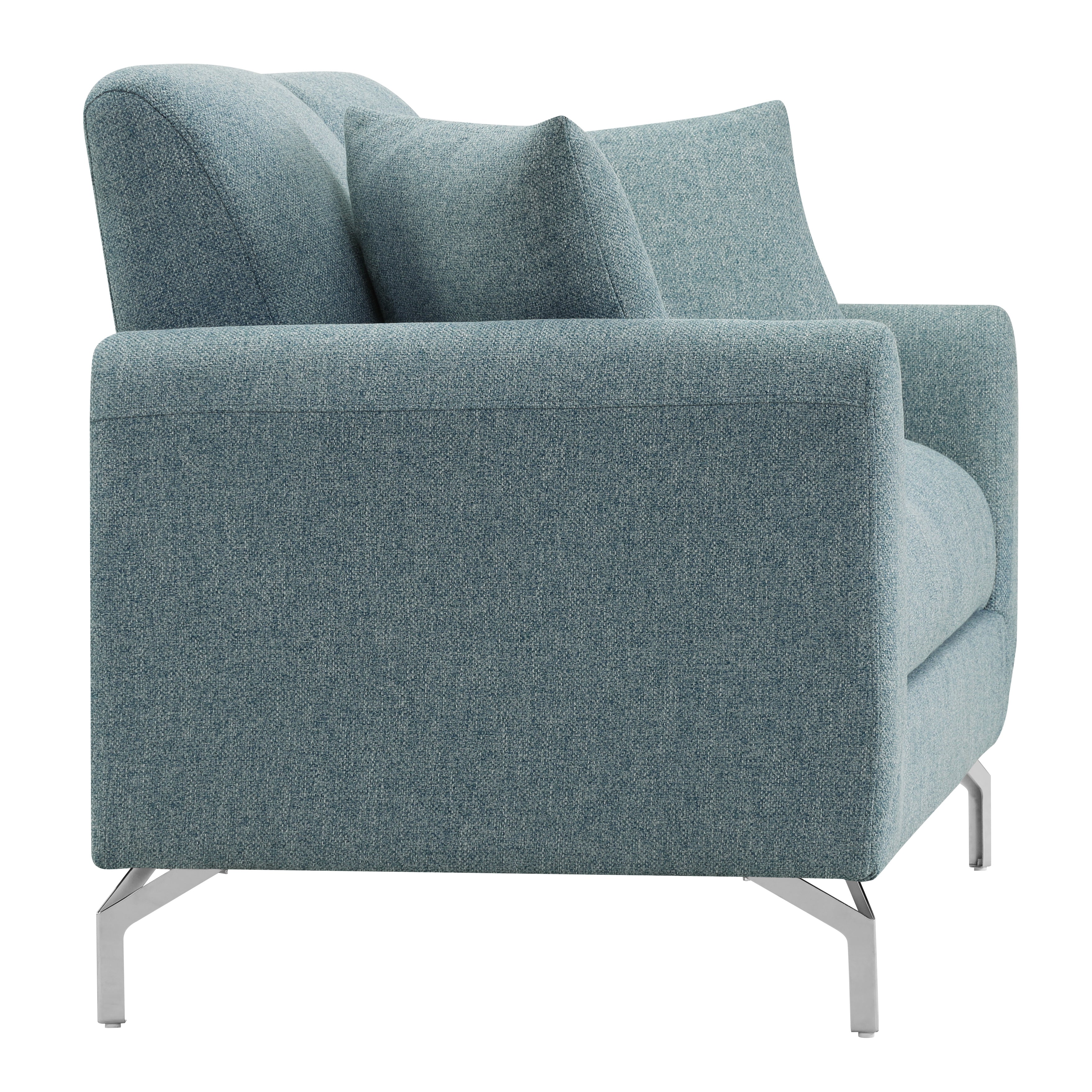 Noreen Contemporary Blue Fabric Rounded Arm Loveseat Sofa - Modern Small Couch for Living Room, Apartment & Office (2-Seater)