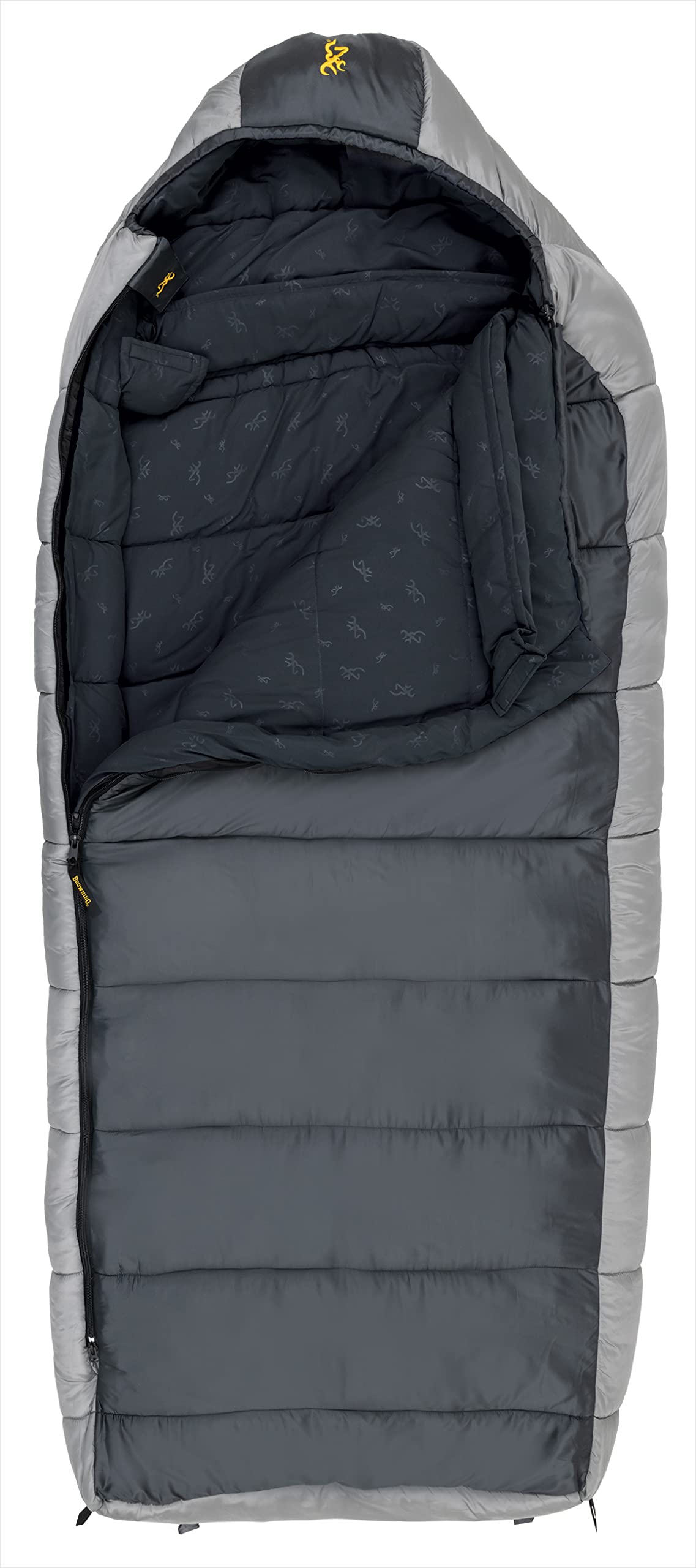 Browning McKinley 0°F Oversized Hooded Rectangle Sleeping Bag - Ripstop Outer & Brushed Polyester Liner - Includes Compression Stuff Sack - Perfect for Camping, Hiking & Cold Weather Adventures