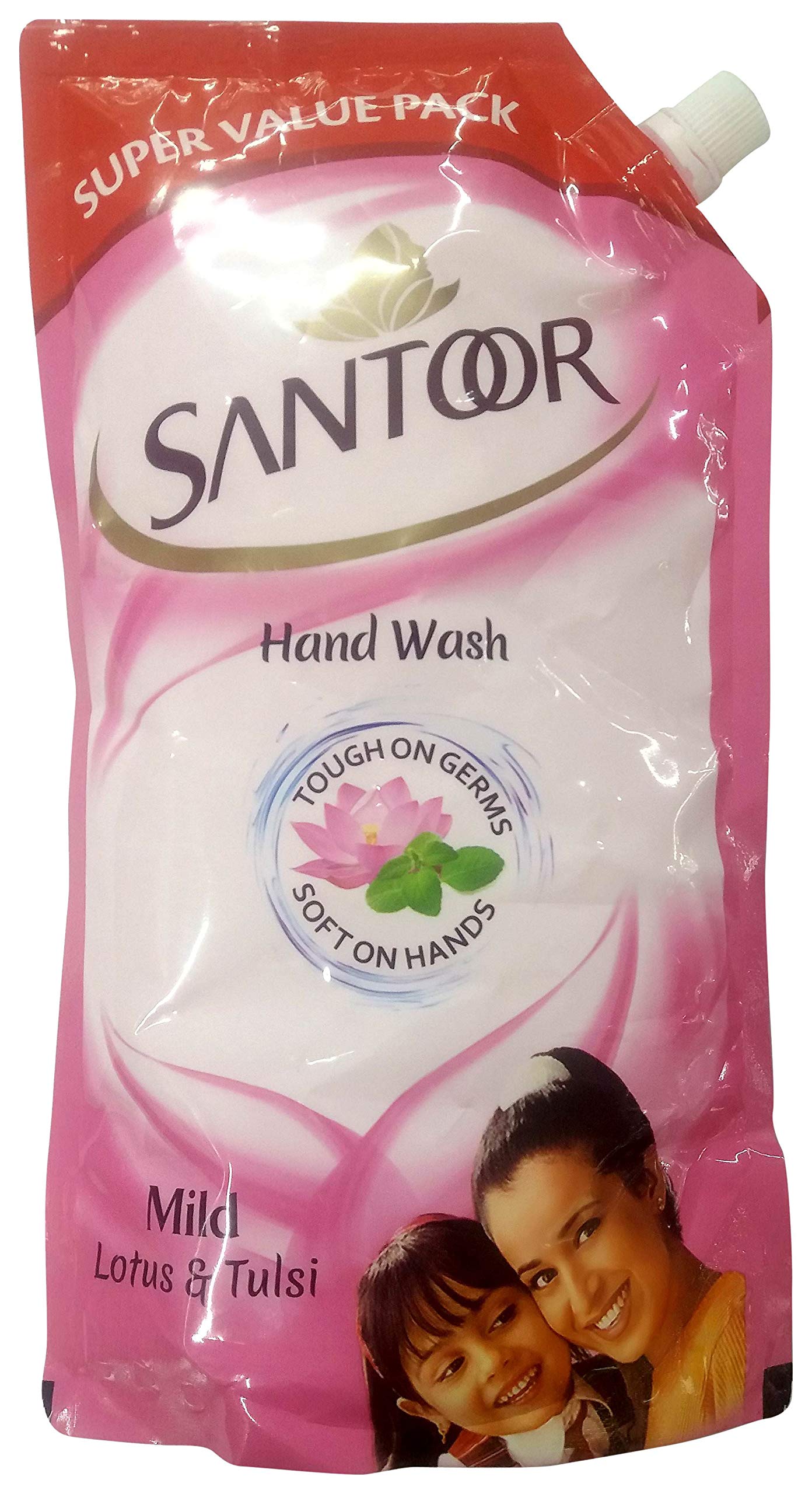 Santoor Mild Hand Wash - 750ml Refill Pouch | Gentle Cleansing for Daily Use at Home, Office & Travel