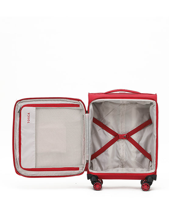 Tosca SO LITE AIR5055 55cm Lightweight Cabin Spinner Luggage - Red | Perfect for Air Travel & Weekend Getaways