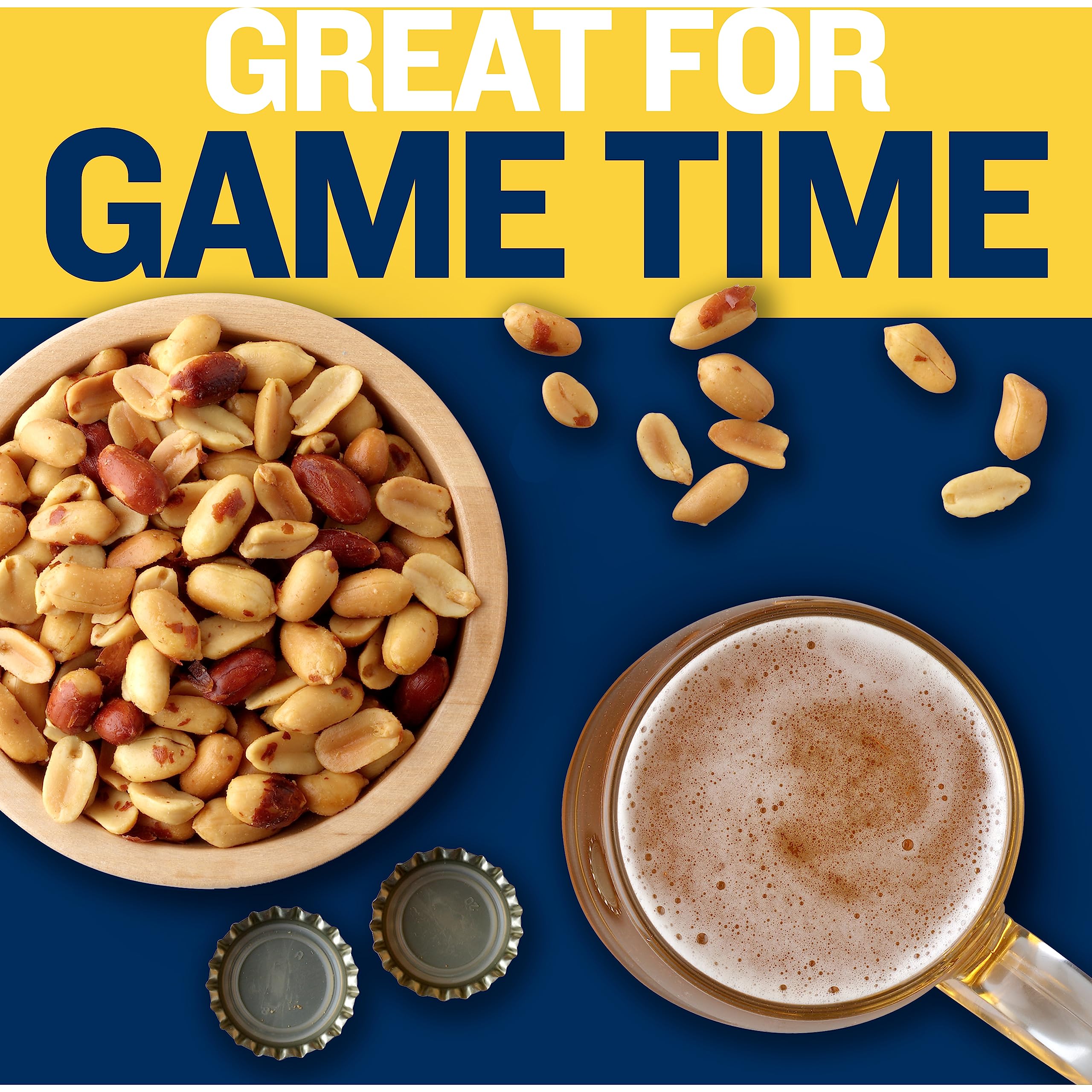 PLANTERS Salted Cocktail Peanuts - Crunchy Party Snacks, Plant-Based Protein, 16 Oz (Pack of 6) - Perfect for Game Nights, Movie Snacks & Bar Mixes
