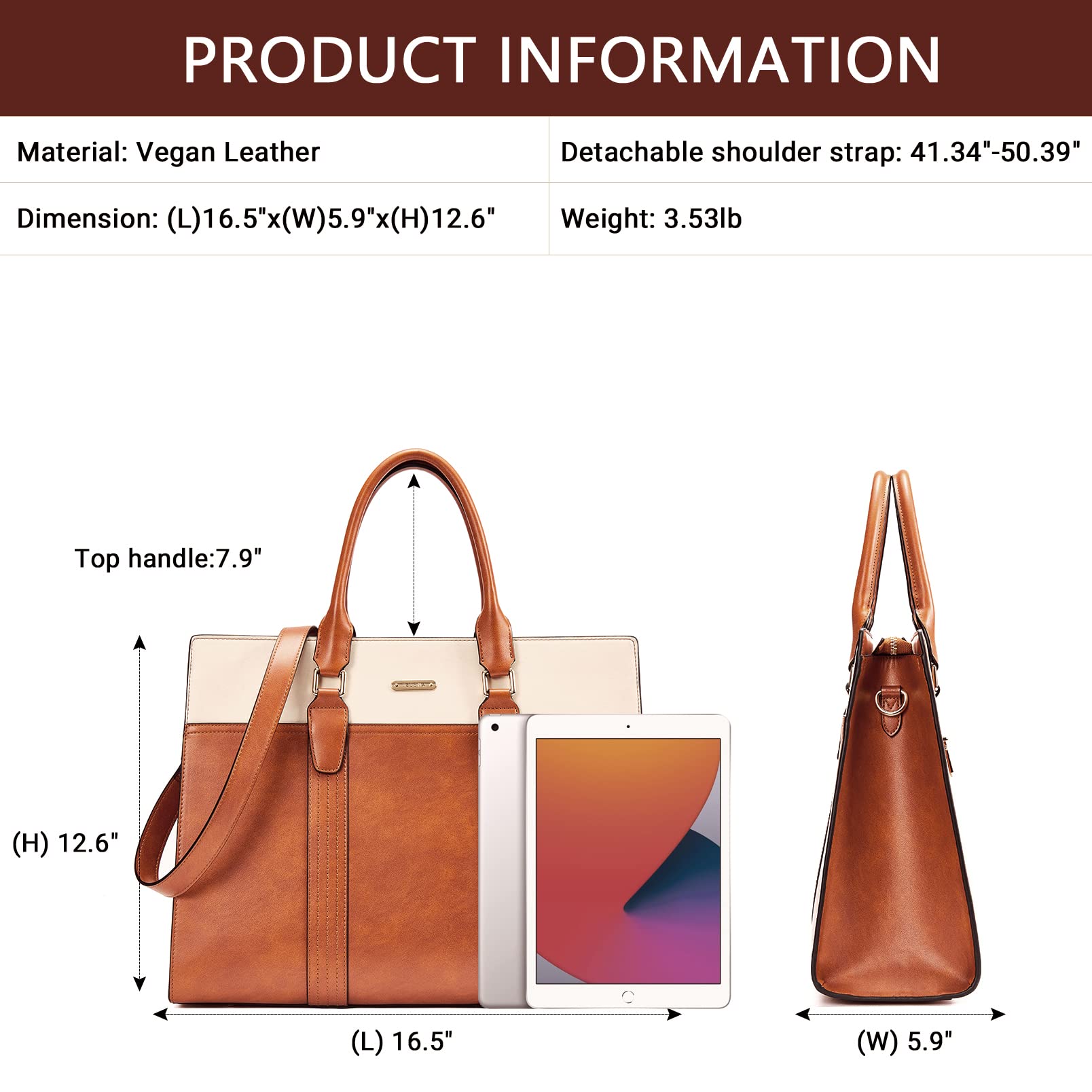 Premium Telena Leather Laptop Tote Bag for Women - 15.6 Inch Professional Shoulder Bag with Large Capacity | Stylish Work Briefcase & Business Handbag | Perfect for Office, Commuting & Business Travel