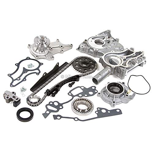 Mizumo Auto MA-4216896321 Timing Chain Kit with Cover & Steel Rail Oil Water Pump - Compatible with Toyota 2.4L 22RE Pickup - Perfect for Engine Repair & Maintenance