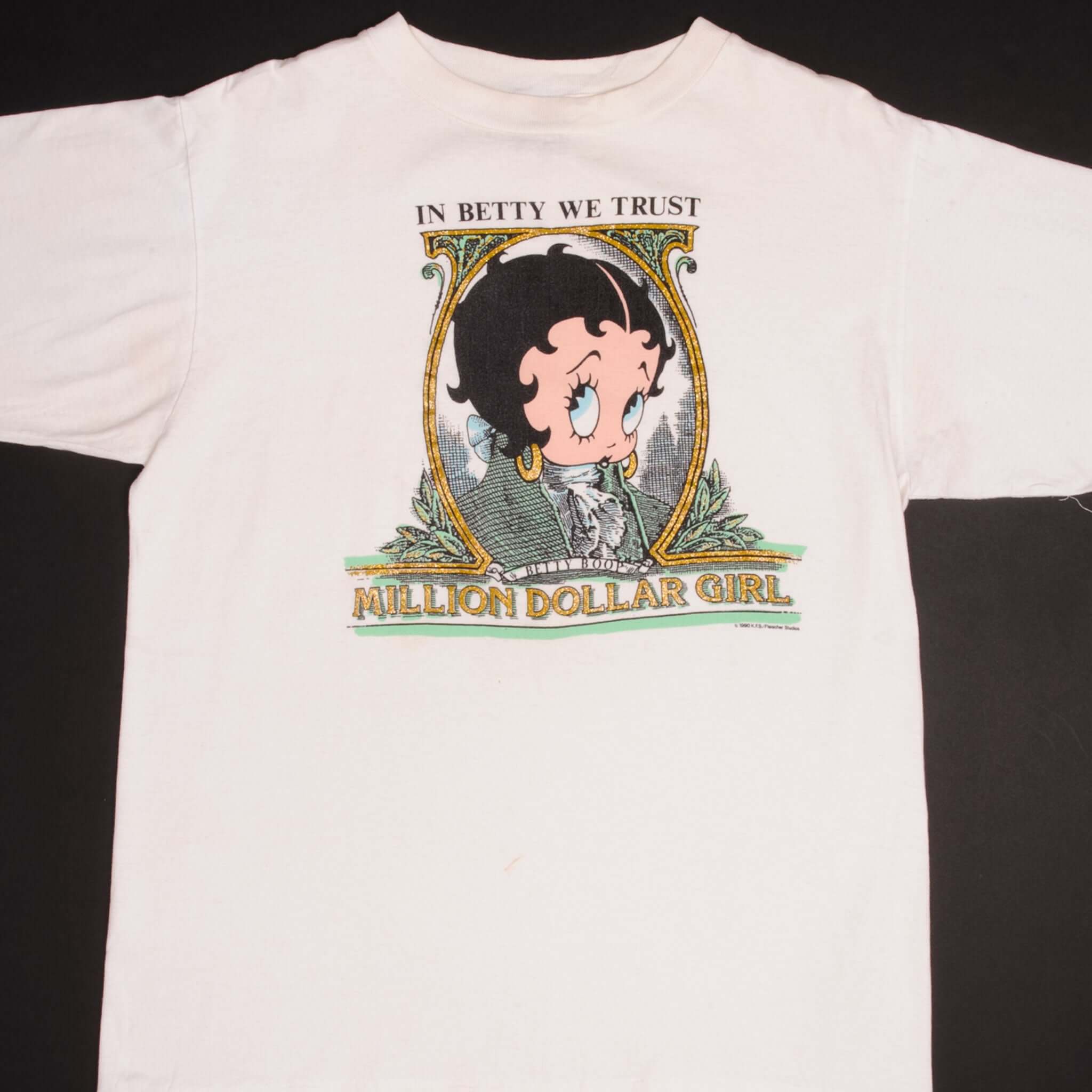 Vintage Betty Boop Million Dollar Girl T-Shirt 1990 Large Size Made in USA - Retro Cartoon Tee for Women, Casual Wear & Collectible Fashion