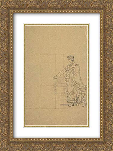 18x24 Gold Ornate Frame with Double Matted Museum Art Print - 'Man Draped In Antique Standing Next To A Seat' by Pierre Narcisse Guerin | Classic Home Decor, Office Wall Art, Living Room Gallery Display