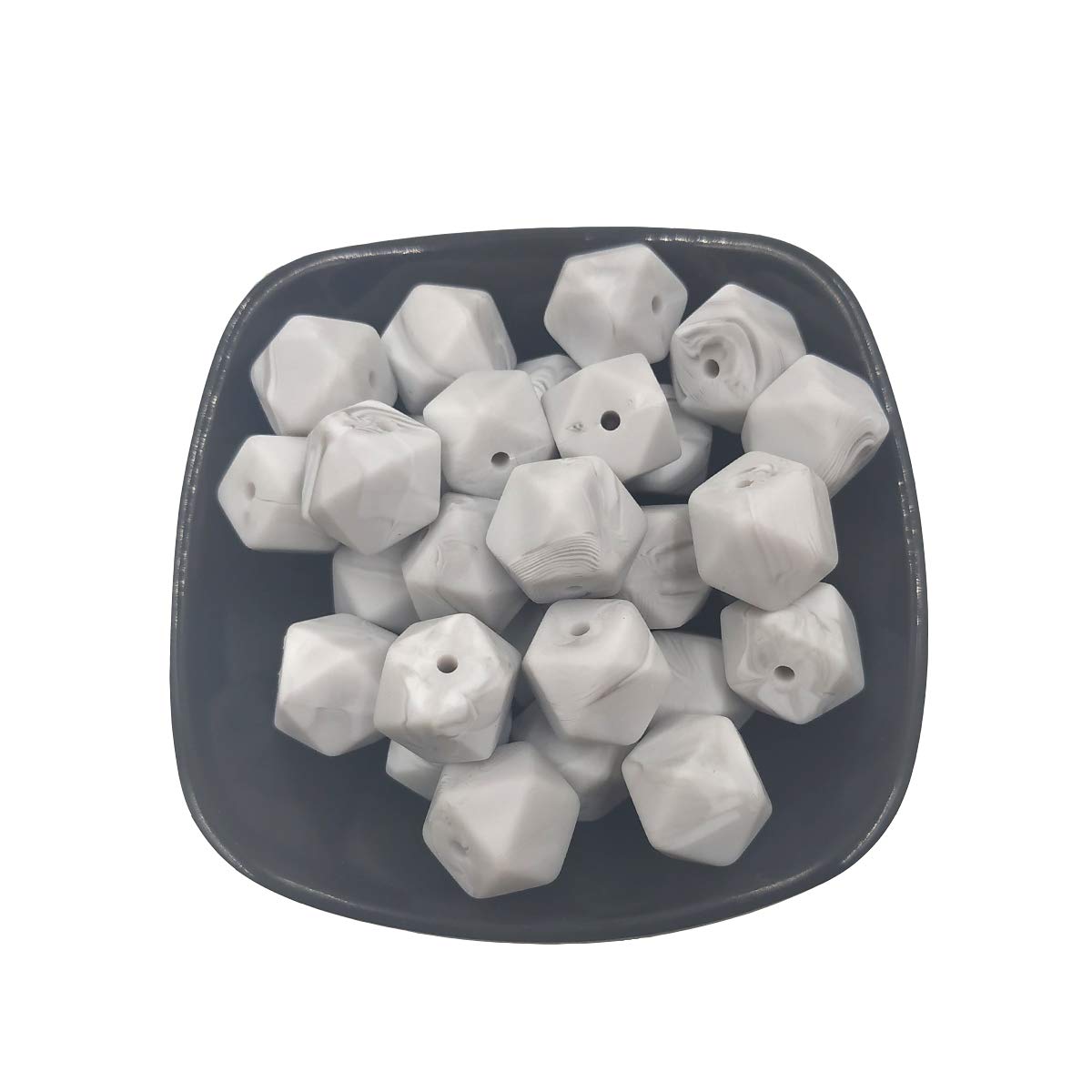 14mm Hexagonal Silicone Beads - 50pcs for Jewelry & Keychain Making