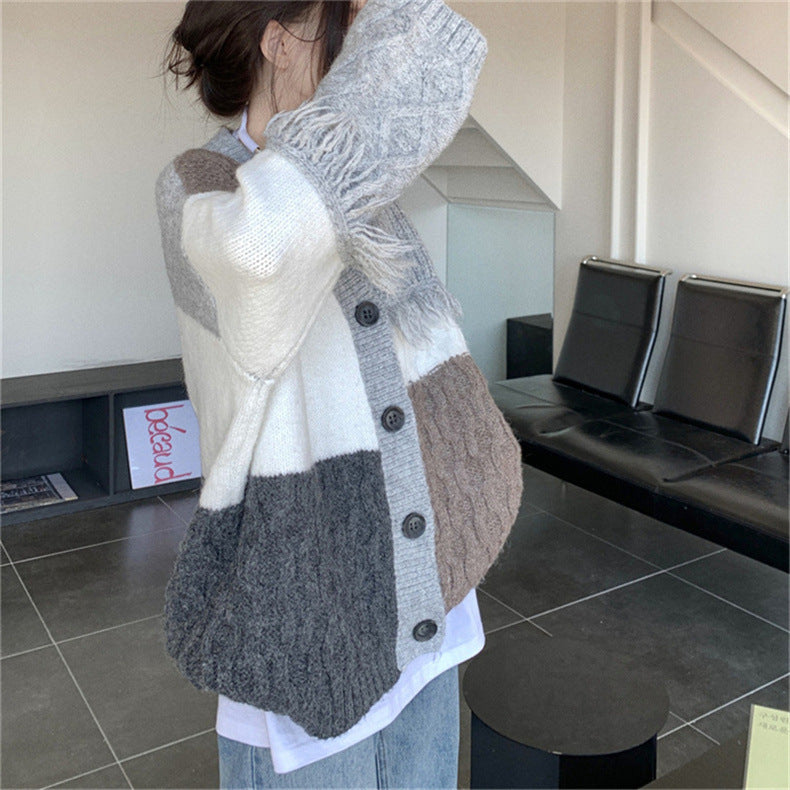 Autumn Retro Lazy Sweater - V Neck Tassel Knitted Cardigan Jacket for Women | Cozy Fall Fashion | Perfect for Casual Outings, Coffee Dates & Weekend Relaxation