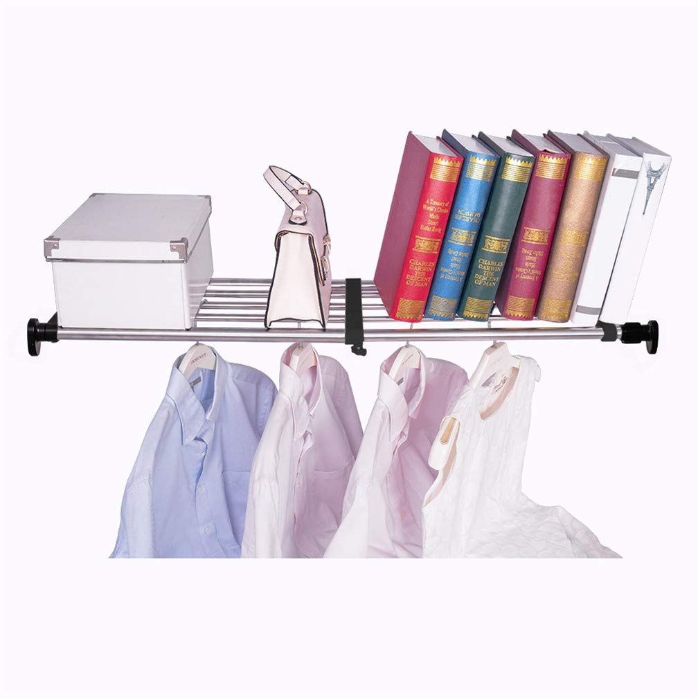Hershii Expandable Closet Organizer - Adjustable Tension Shelf Rod (19.69-31.5 Inches) - Metal Storage Rack for Wardrobe, Cabinet, Kitchen & Bathroom - Space Saving DIY Divider - Perfect for Small Spaces & Closet Organization - Black