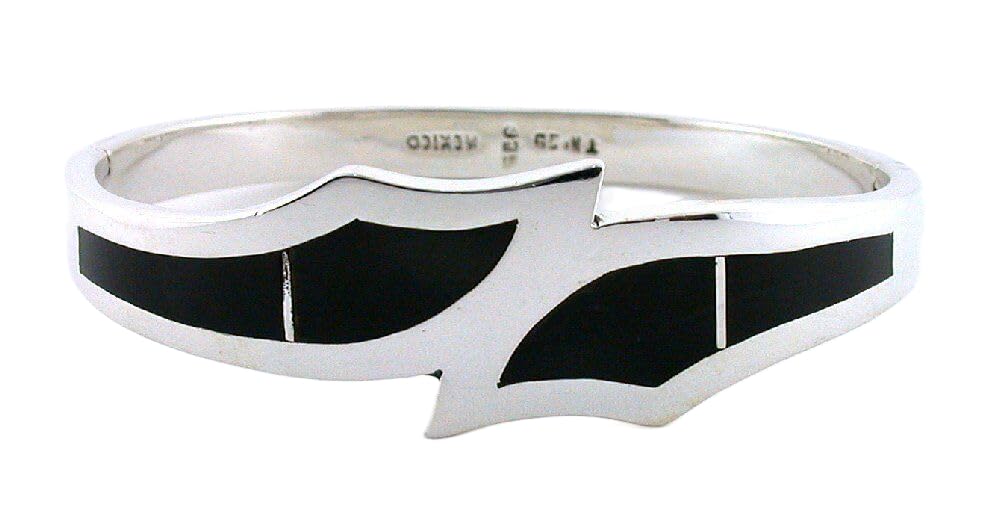 8 Inch Black Onyx Inlay Solid Sterling Silver Heavy Bracelet for Men & Women – Perfect for Gifts, Formal Events & Everyday Wear