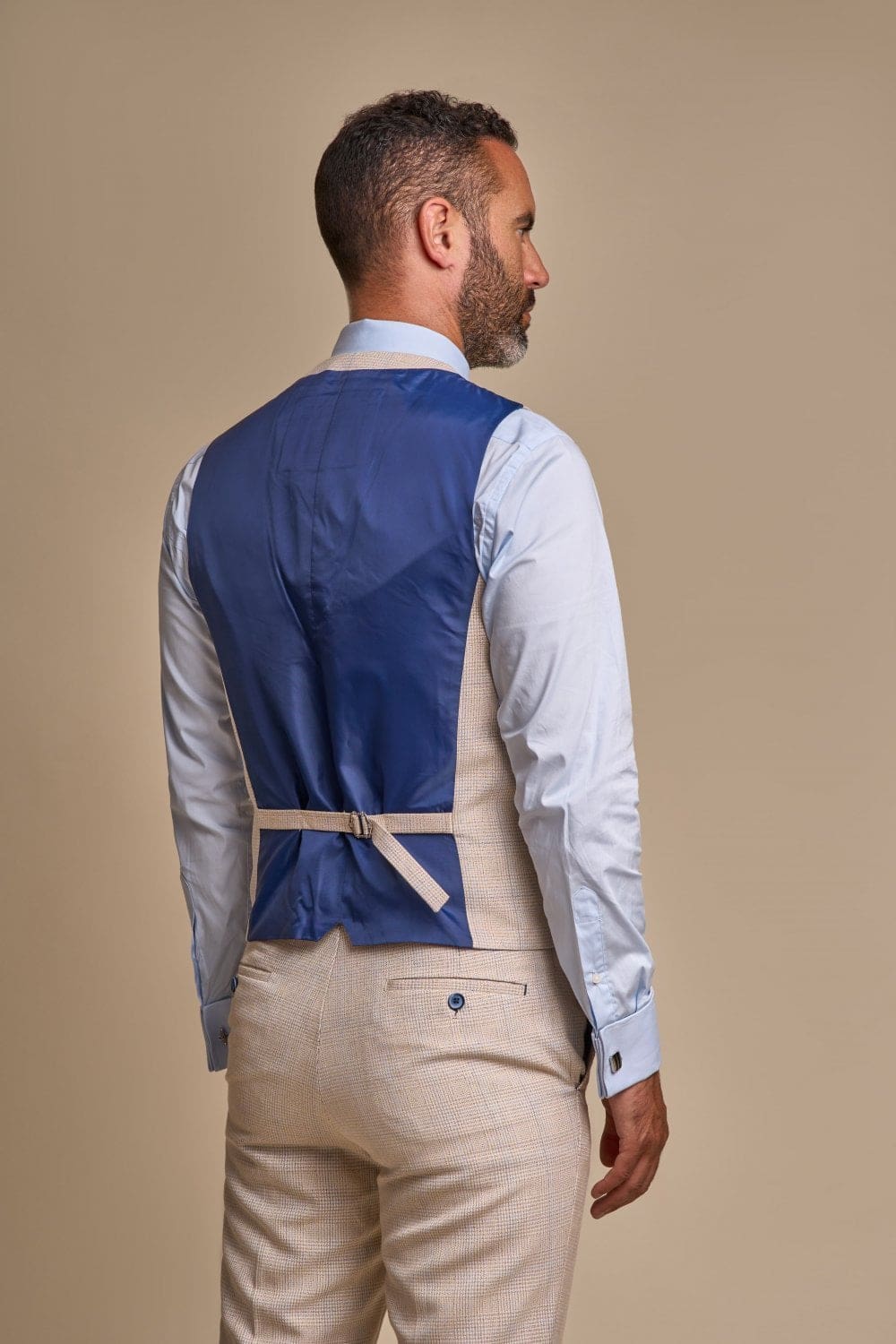 Cavani Caridi Men's Beige Tweed Waistcoat Vest | Slim Fit Formal Vest for Weddings, Business & Special Occasions