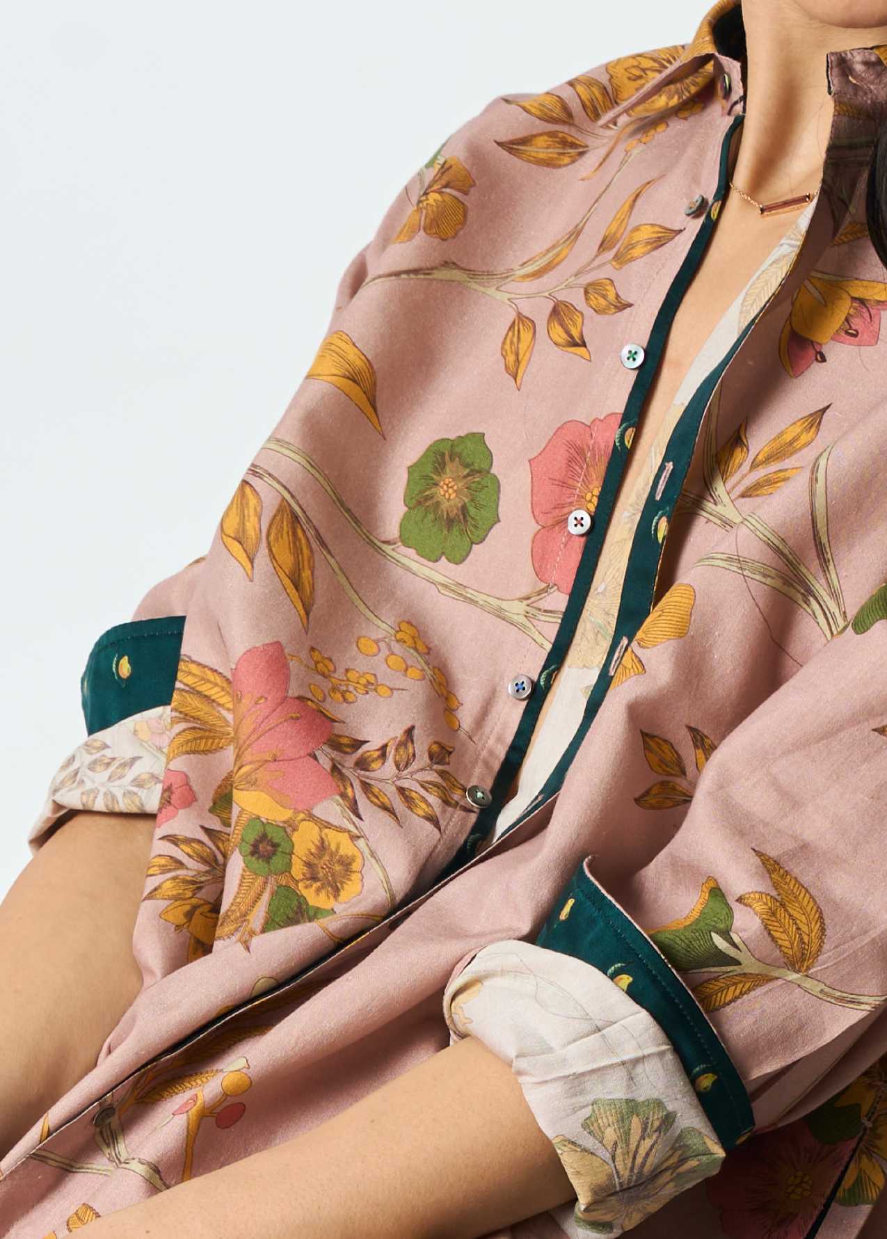 Premium Oversized Cotton Silk Shirt for Women - Soft & Comfortable Blouse in Salmon Pink - Perfect for Casual Wear, Office & Date Nights