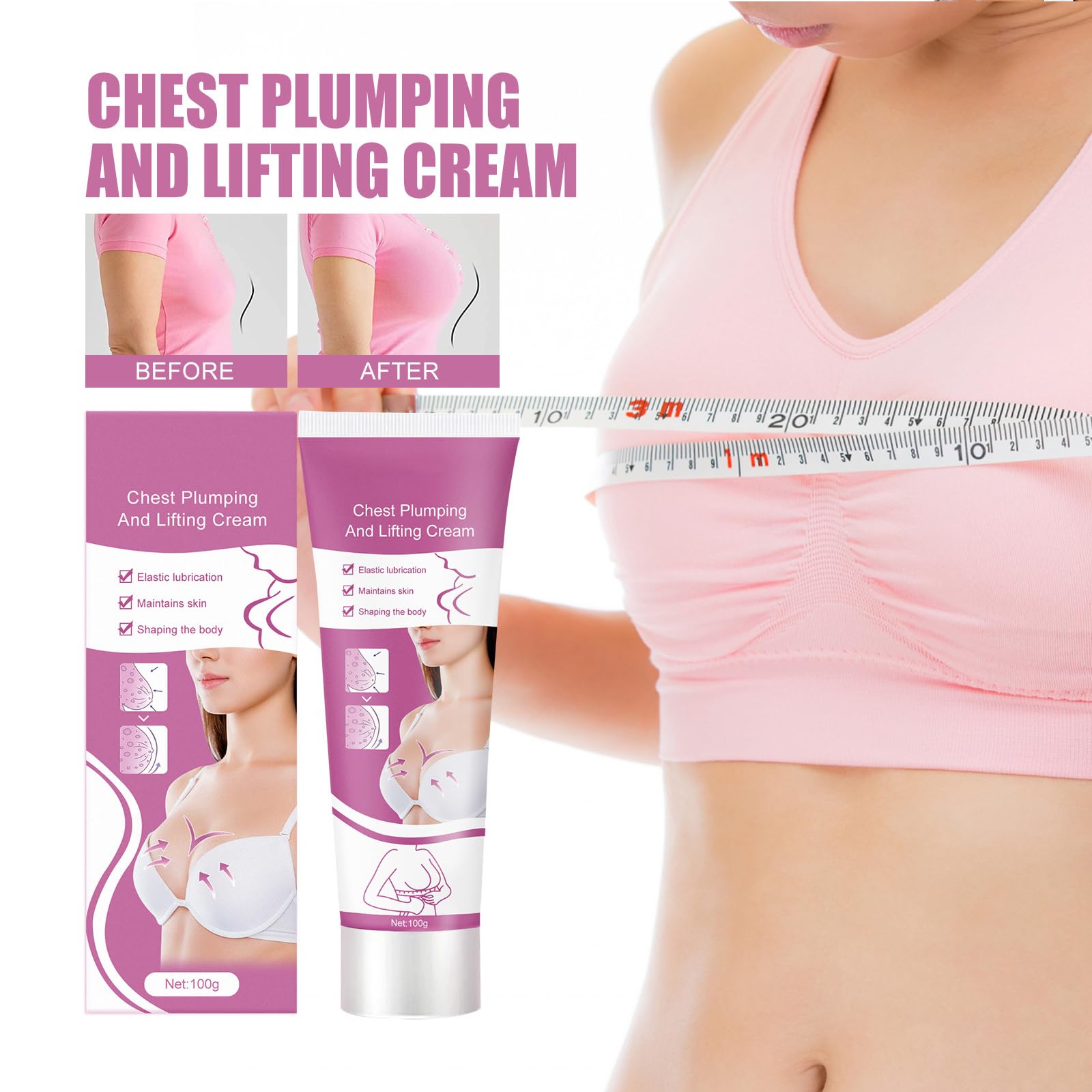 KOAHDE Breast Firming & Lifting Cream - 100G Natural Breast Enhancement Massage Cream for Women - Improves Skin Elasticity & Tightness - Perfect for Post-Pregnancy, Weight Loss & Age-Related Sagging
