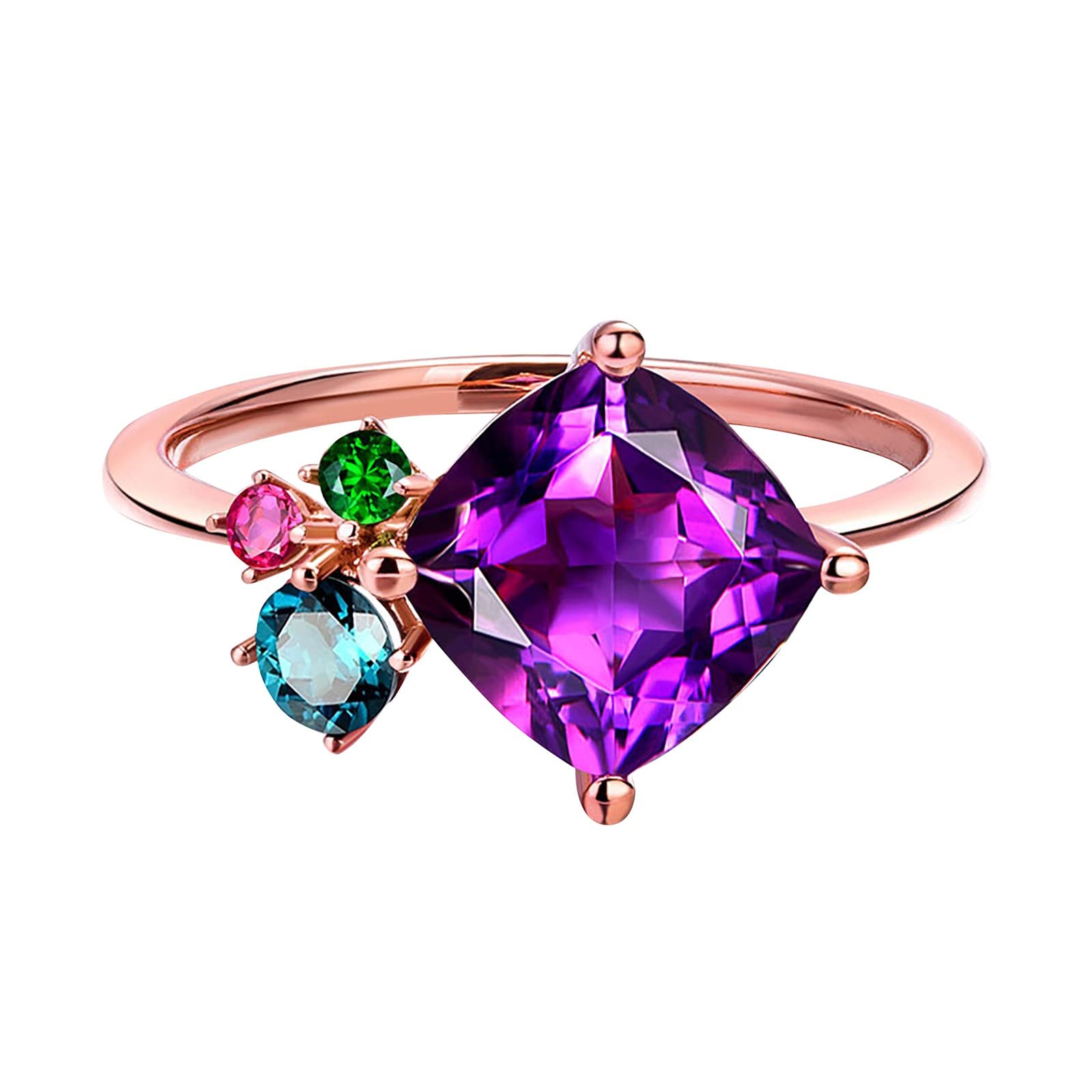 Fashion Wild Ring for Women - Gold Plated Rose Colored Gemstone Silver Thin Ring (Rose Gold, One Size) - Perfect for Parties, Weddings & Everyday Elegant Wear
